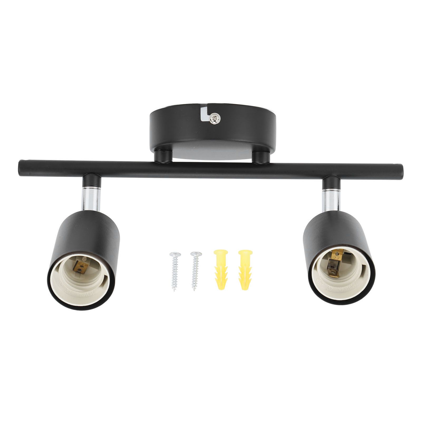 Flush Mount Ceiling Track Light Holder 2 Light Rotating Adjustable Lampholder for E27 Bulb LED Bulbs - Image 1