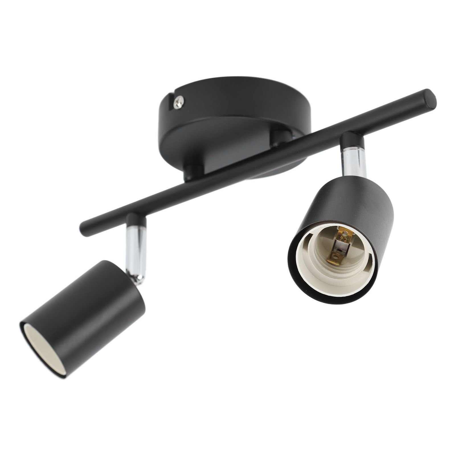 Flush Mount Ceiling Track Light Holder 2 Light Rotating Adjustable Lampholder for E27 Bulb LED Bulbs - Image 2