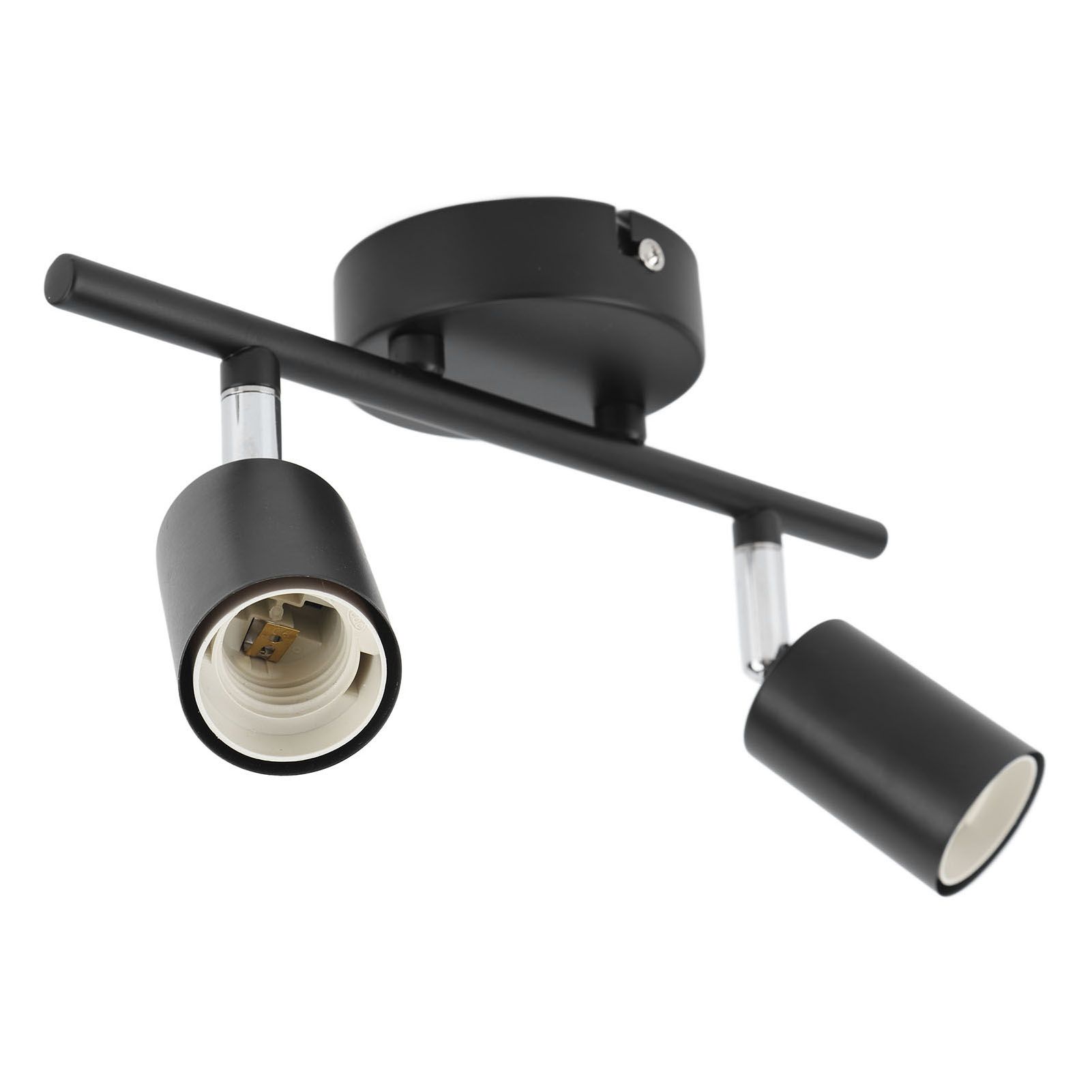 Flush Mount Ceiling Track Light Holder 2 Light Rotating Adjustable Lampholder for E27 Bulb LED Bulbs - Image 4
