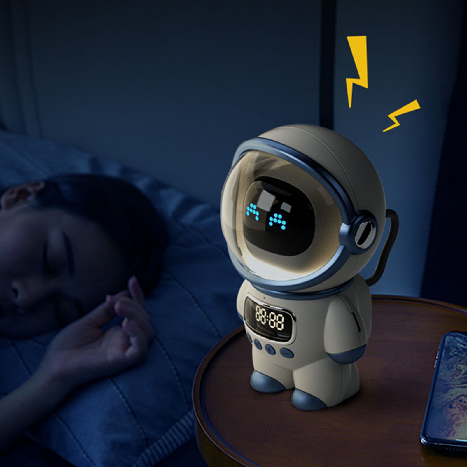 The Astronaut Speaker AI Intelligent Voice Bluetooth Speaker Clock Small Night Light Birthday Gift White - Image 7