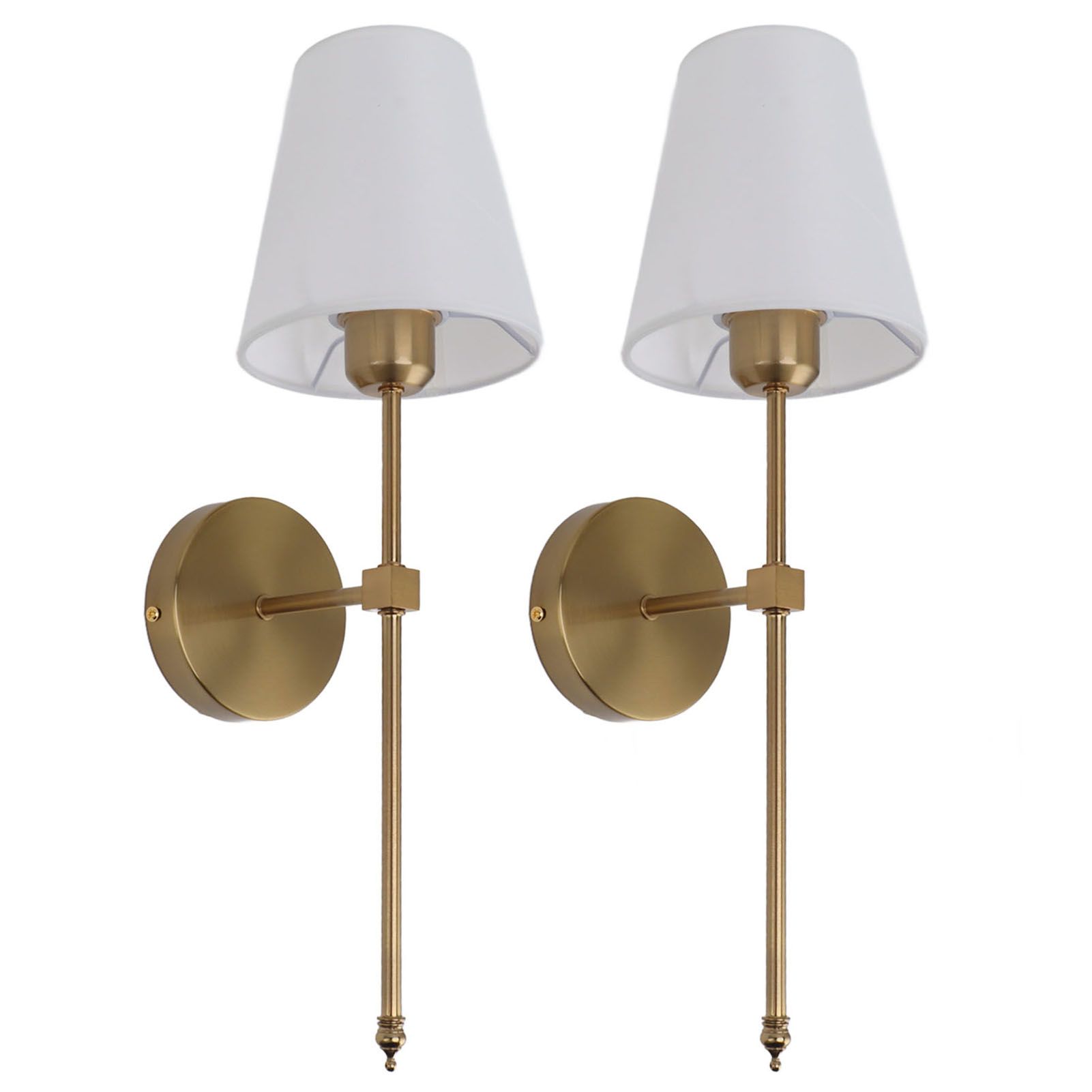 Wall Sconces Sets of 2 Hardwired Bathroom Vanity Light Fixture with White Lampshade E26 E27 Wall Lamp Holder 85‑265V Gold - Image 2