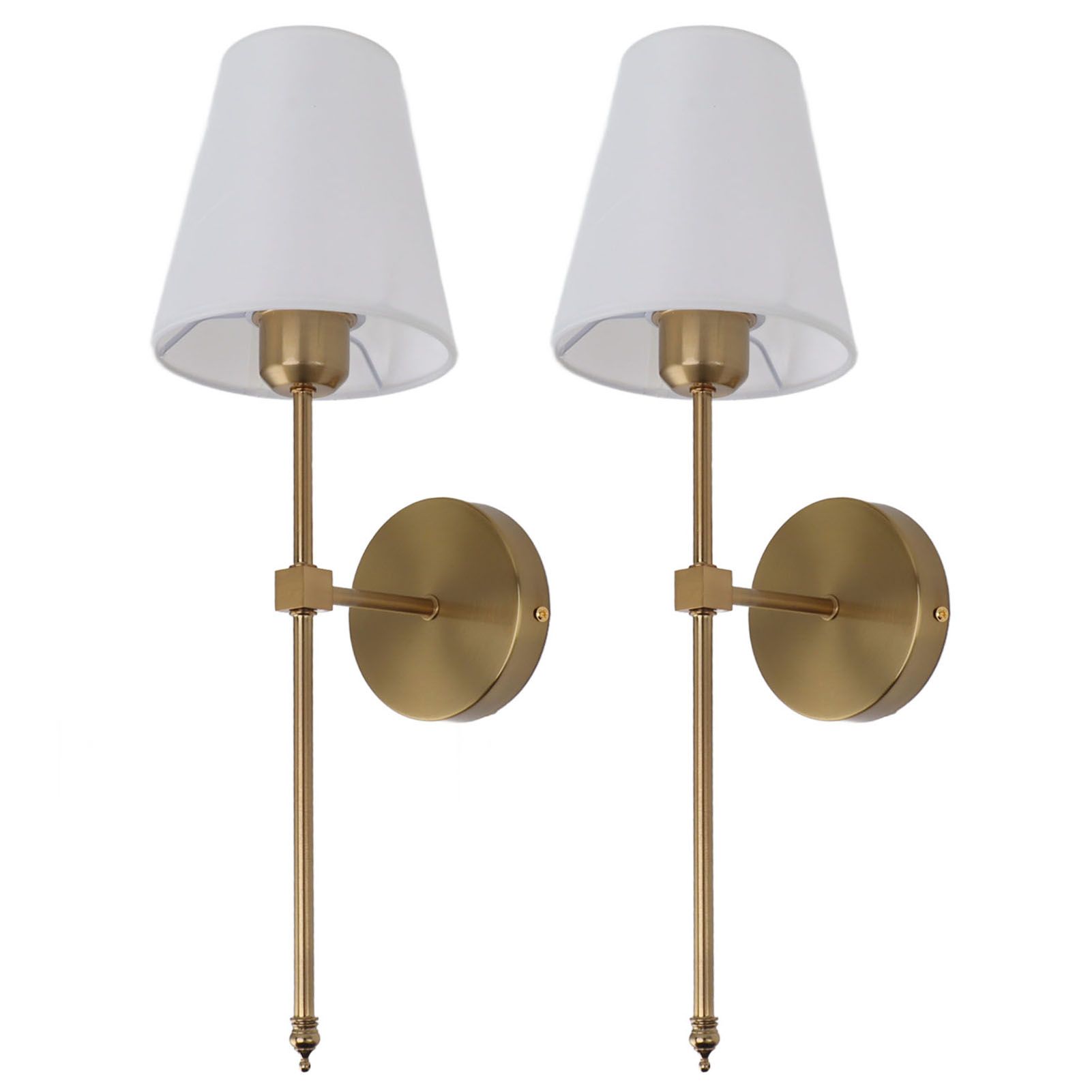 Wall Sconces Sets of 2 Hardwired Bathroom Vanity Light Fixture with White Lampshade E26 E27 Wall Lamp Holder 85‑265V Gold - Image 3