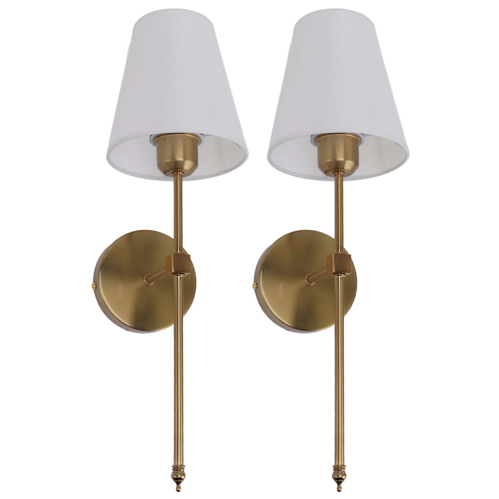 Wall Sconces Sets of 2 Hardwired Bathroom Vanity Light Fixture with White Lampshade E26 E27 Wall Lamp Holder 85‑265V Gold - Image 4
