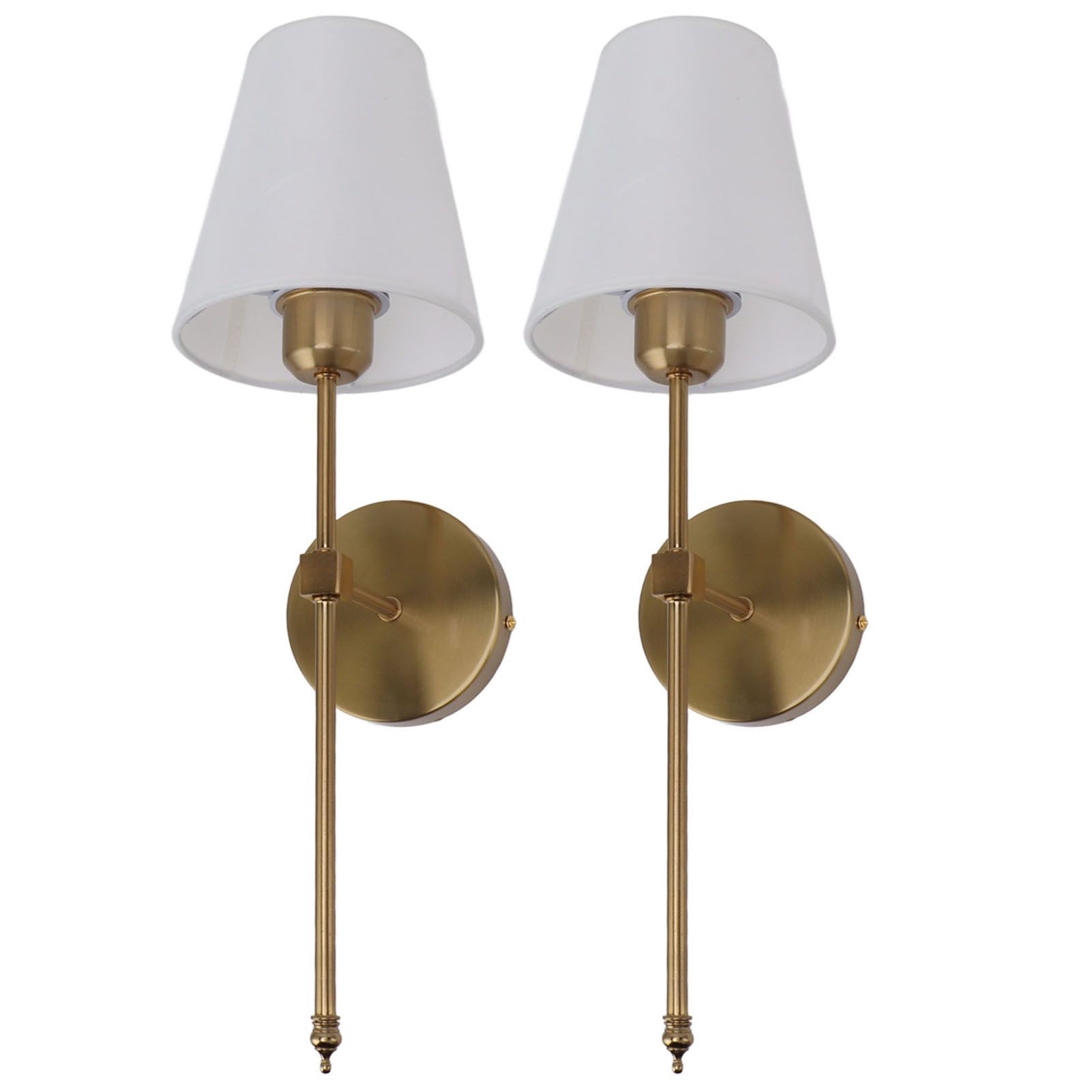 Wall Sconces Sets of 2 Hardwired Bathroom Vanity Light Fixture with White Lampshade E26 E27 Wall Lamp Holder 85‑265V Gold - Image 5