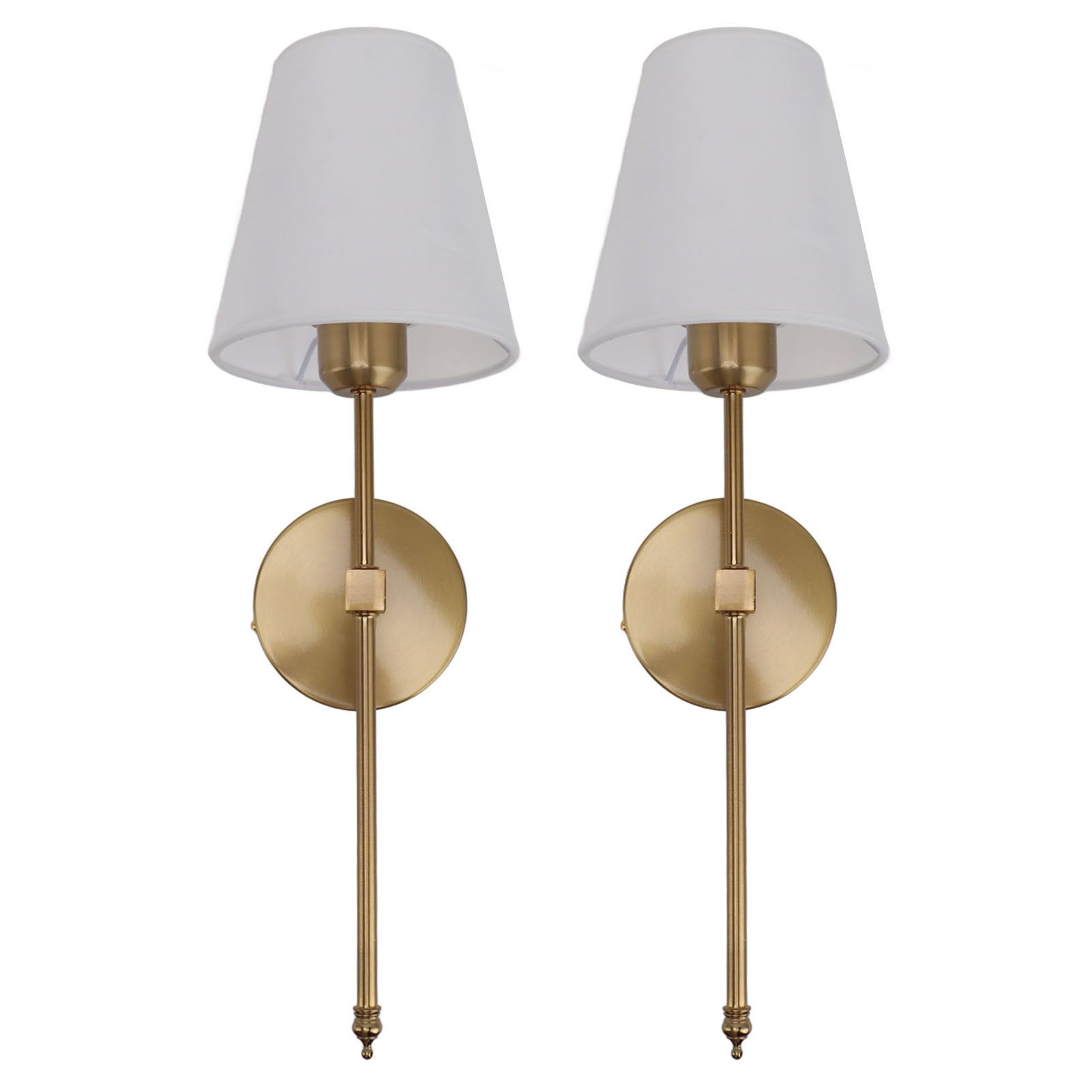 Wall Sconces Sets of 2 Hardwired Bathroom Vanity Light Fixture with White Lampshade E26 E27 Wall Lamp Holder 85‑265V Gold - Image 6