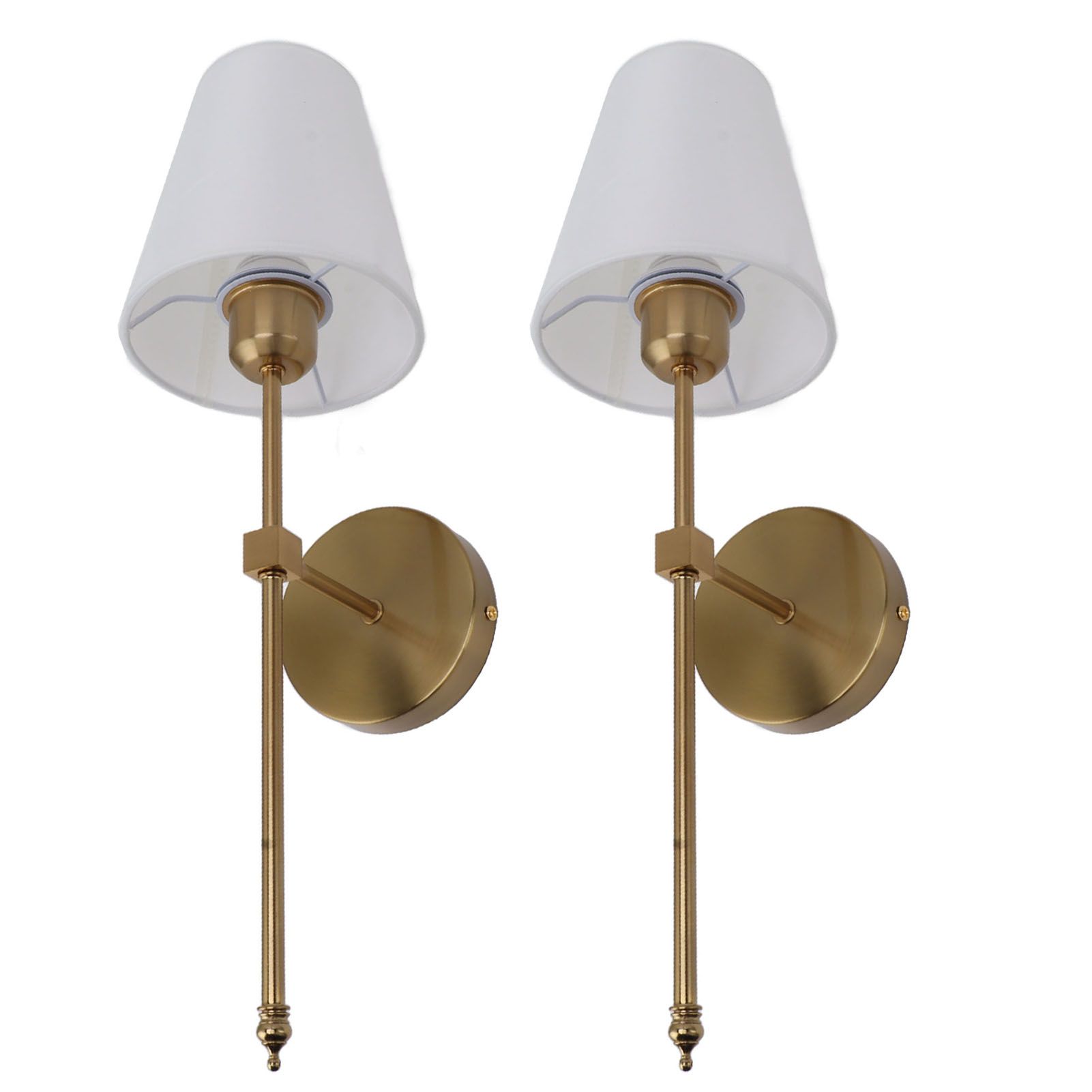 Wall Sconces Sets of 2 Hardwired Bathroom Vanity Light Fixture with White Lampshade E26 E27 Wall Lamp Holder 85‑265V Gold - Image 8