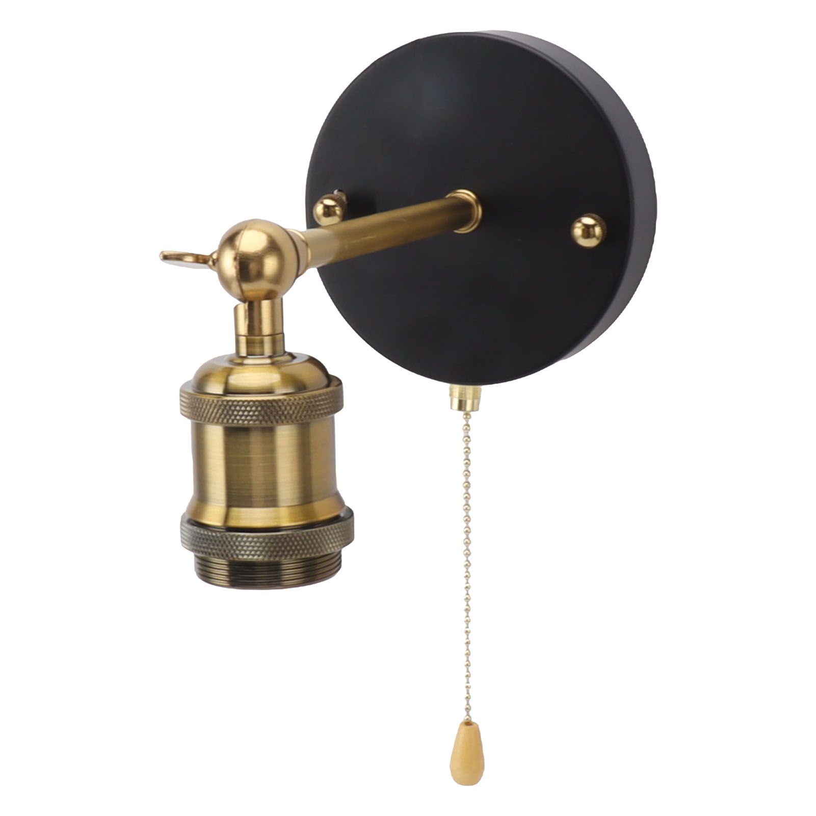 Retro Wall Sconce E27 E26 Iron Adjustable Vintage Wall Mounted Lamp Lighting Fixture Set with Switch for Bedroom Living Room Bar 85‑265V Gold - Image 2