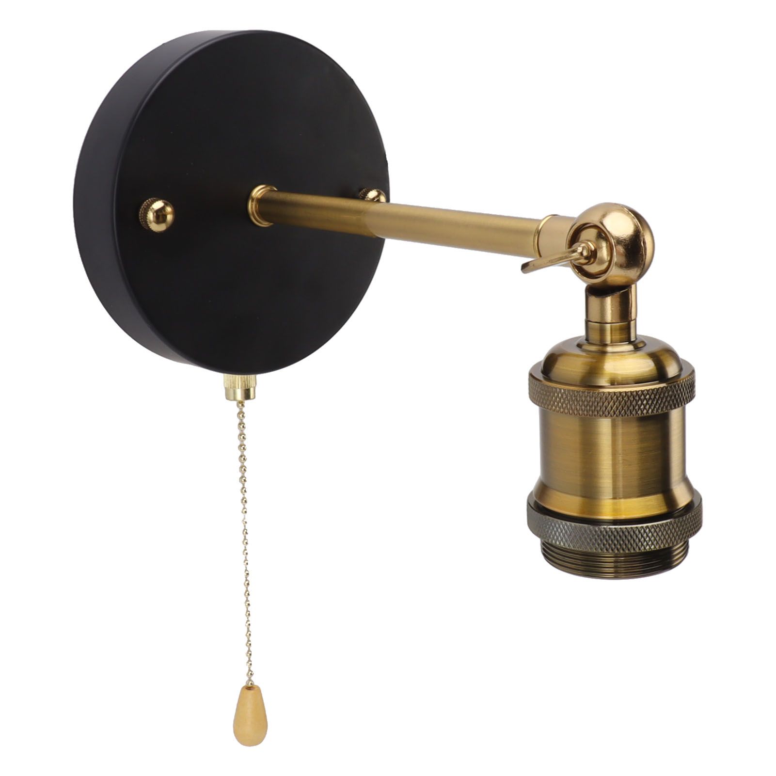 Retro Wall Sconce E27 E26 Iron Adjustable Vintage Wall Mounted Lamp Lighting Fixture Set with Switch for Bedroom Living Room Bar 85‑265V Gold - Image 7