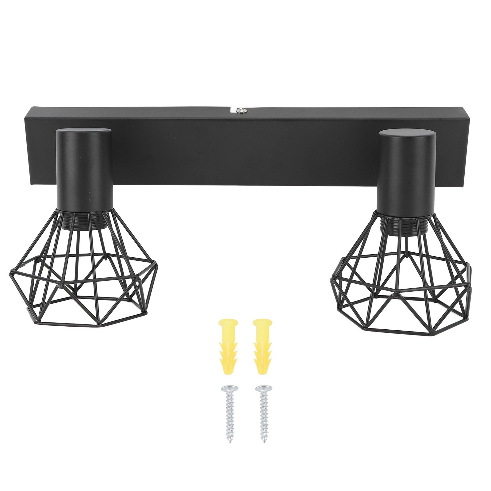 Ceiling Track Light Fixture E14 Lamp Holder Adjustable 2 Head Vintage Tracking Light Kit Hardwired Installation 85‑265V Black - Image 1