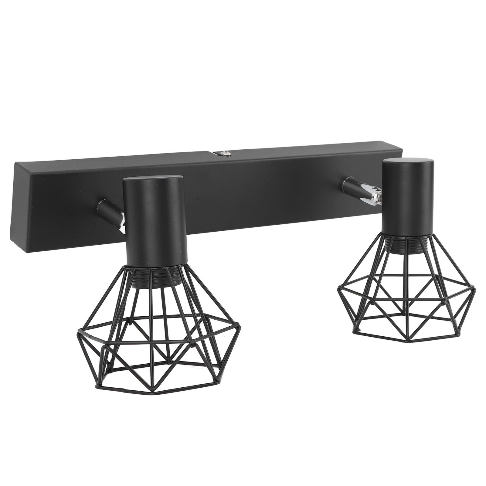 Ceiling Track Light Fixture E14 Lamp Holder Adjustable 2 Head Vintage Tracking Light Kit Hardwired Installation 85‑265V Black - Image 3