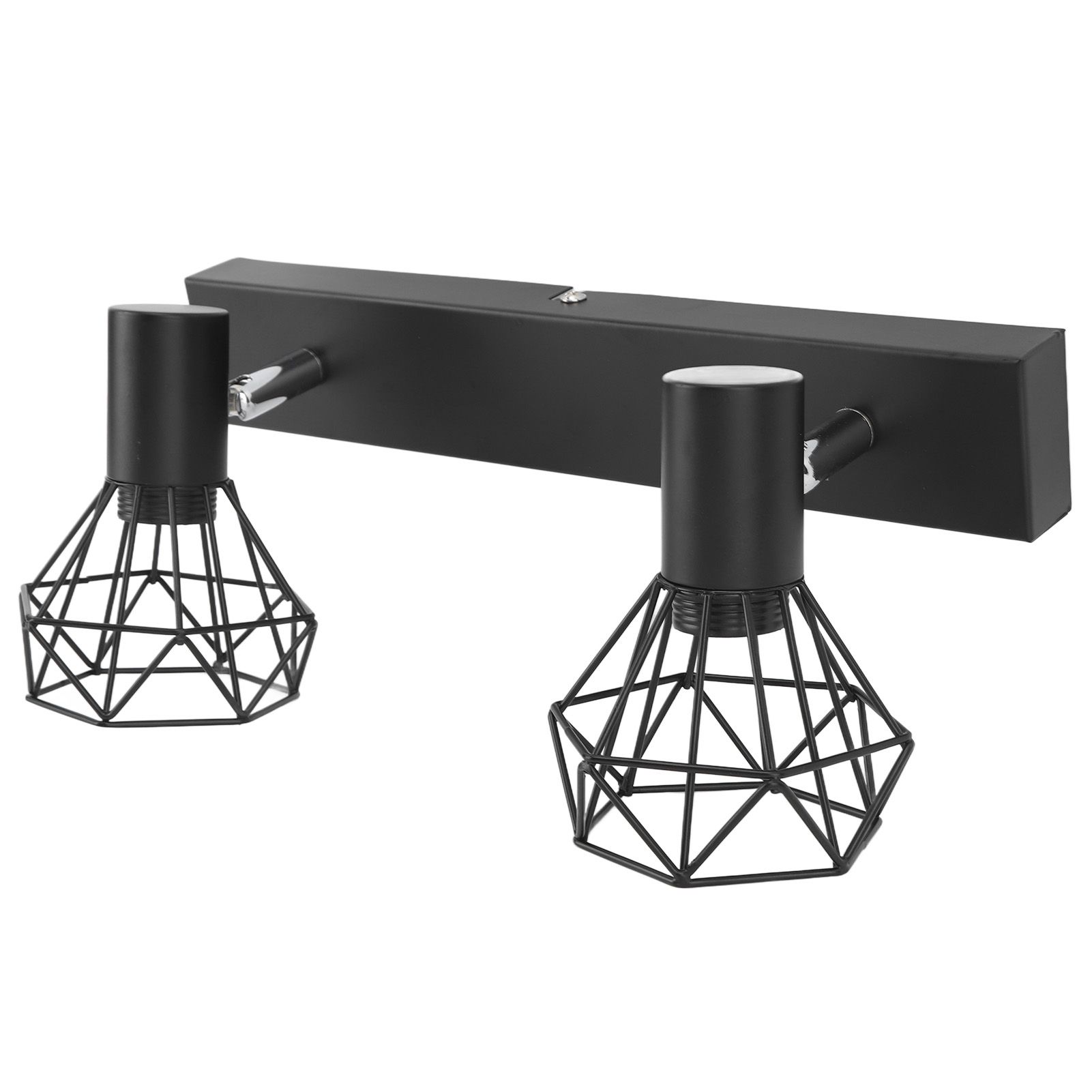Ceiling Track Light Fixture E14 Lamp Holder Adjustable 2 Head Vintage Tracking Light Kit Hardwired Installation 85‑265V Black - Image 4