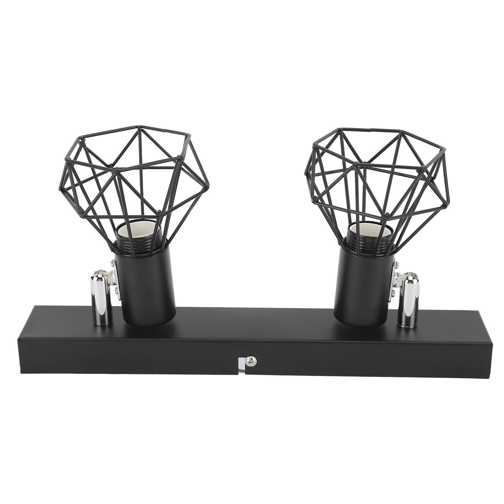 Ceiling Track Light Fixture E14 Lamp Holder Adjustable 2 Head Vintage Tracking Light Kit Hardwired Installation 85‑265V Black - Image 5