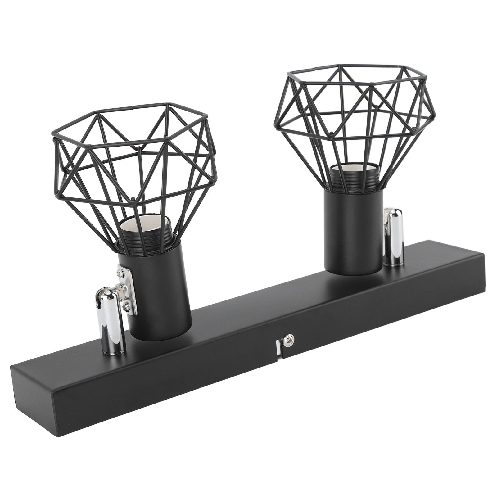 Ceiling Track Light Fixture E14 Lamp Holder Adjustable 2 Head Vintage Tracking Light Kit Hardwired Installation 85‑265V Black - Image 6