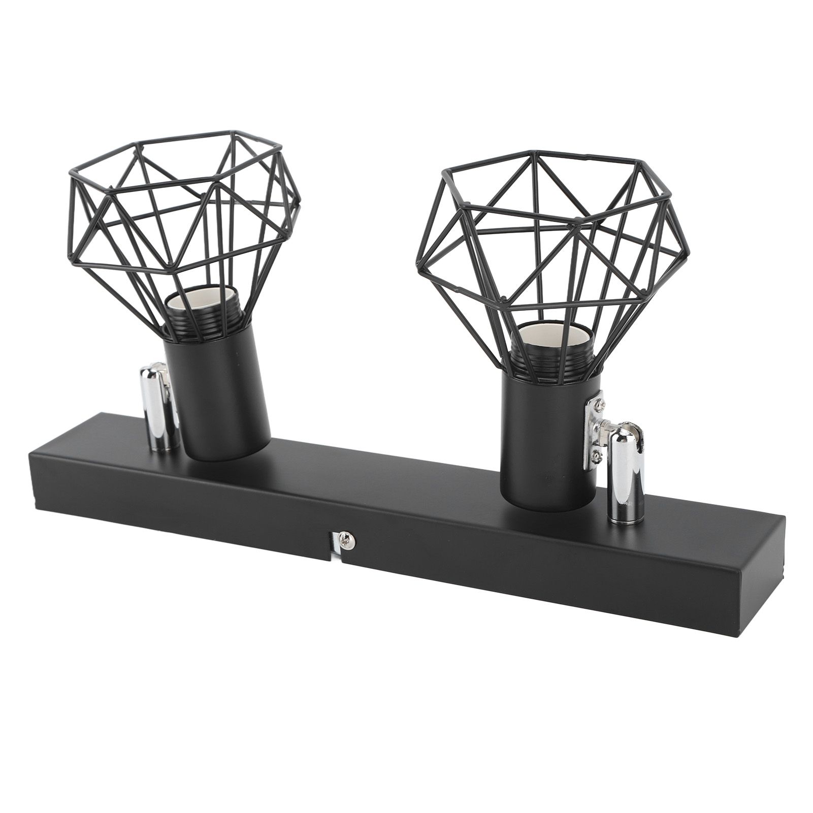 Ceiling Track Light Fixture E14 Lamp Holder Adjustable 2 Head Vintage Tracking Light Kit Hardwired Installation 85‑265V Black - Image 7