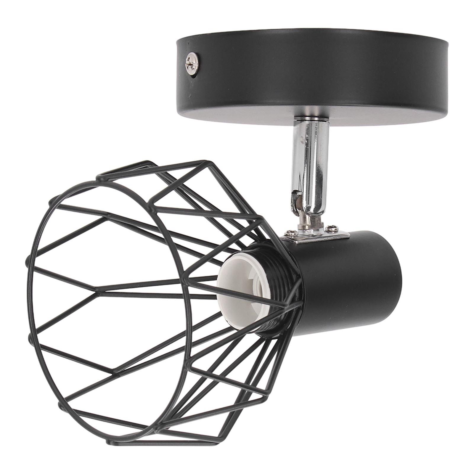 Wall Lamp Holder with Metal Cage E14 Industrial Style Metal Vintage Wall Sconce Holder Matte Black 85‑265V - Image 2