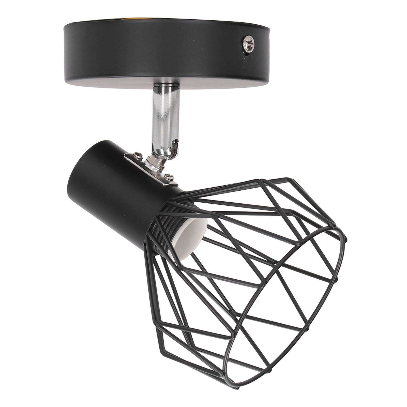 Wall Lamp Holder with Metal Cage E14 Industrial Style Metal Vintage Wall Sconce Holder Matte Black 85‑265V - Image 3
