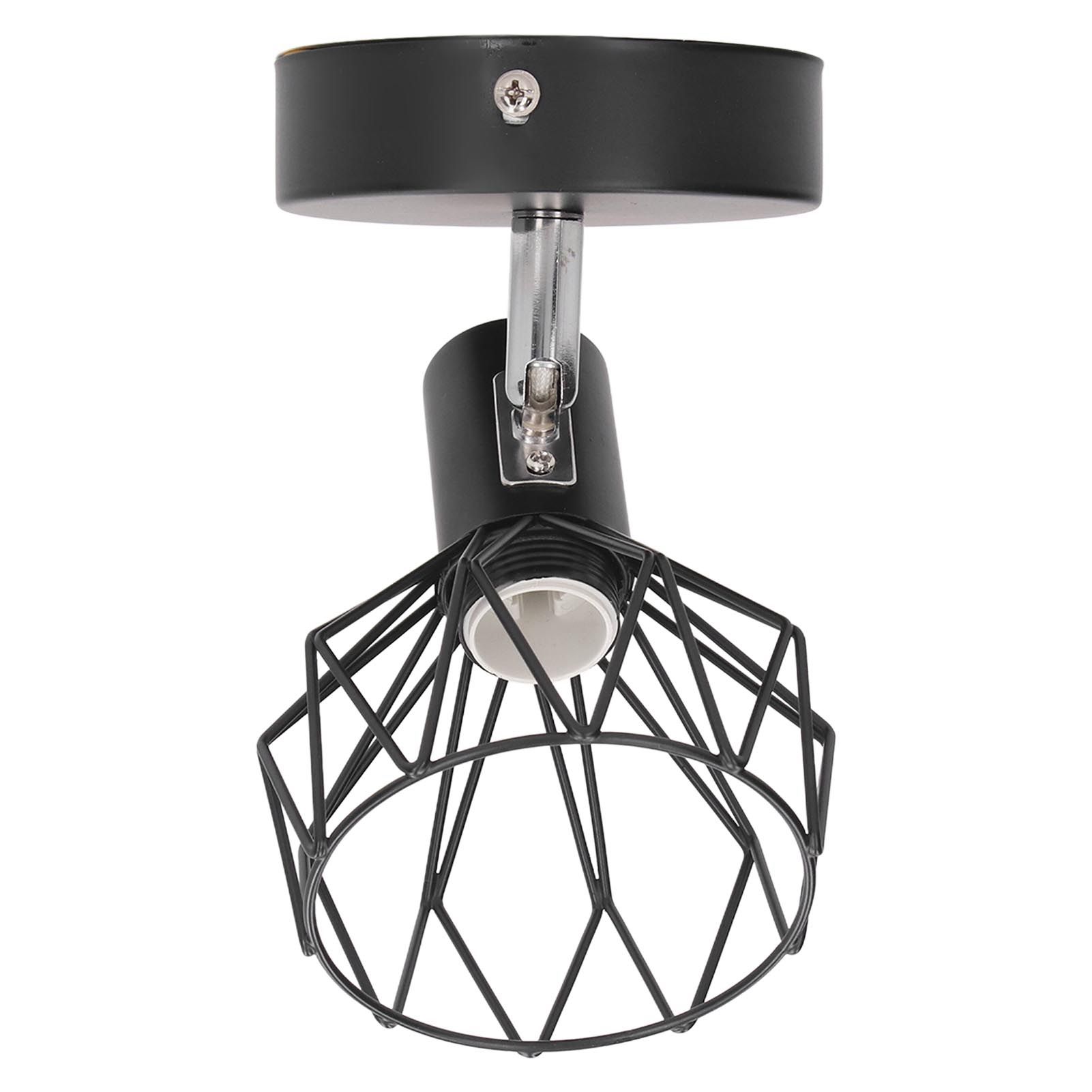 Wall Lamp Holder with Metal Cage E14 Industrial Style Metal Vintage Wall Sconce Holder Matte Black 85‑265V - Image 4