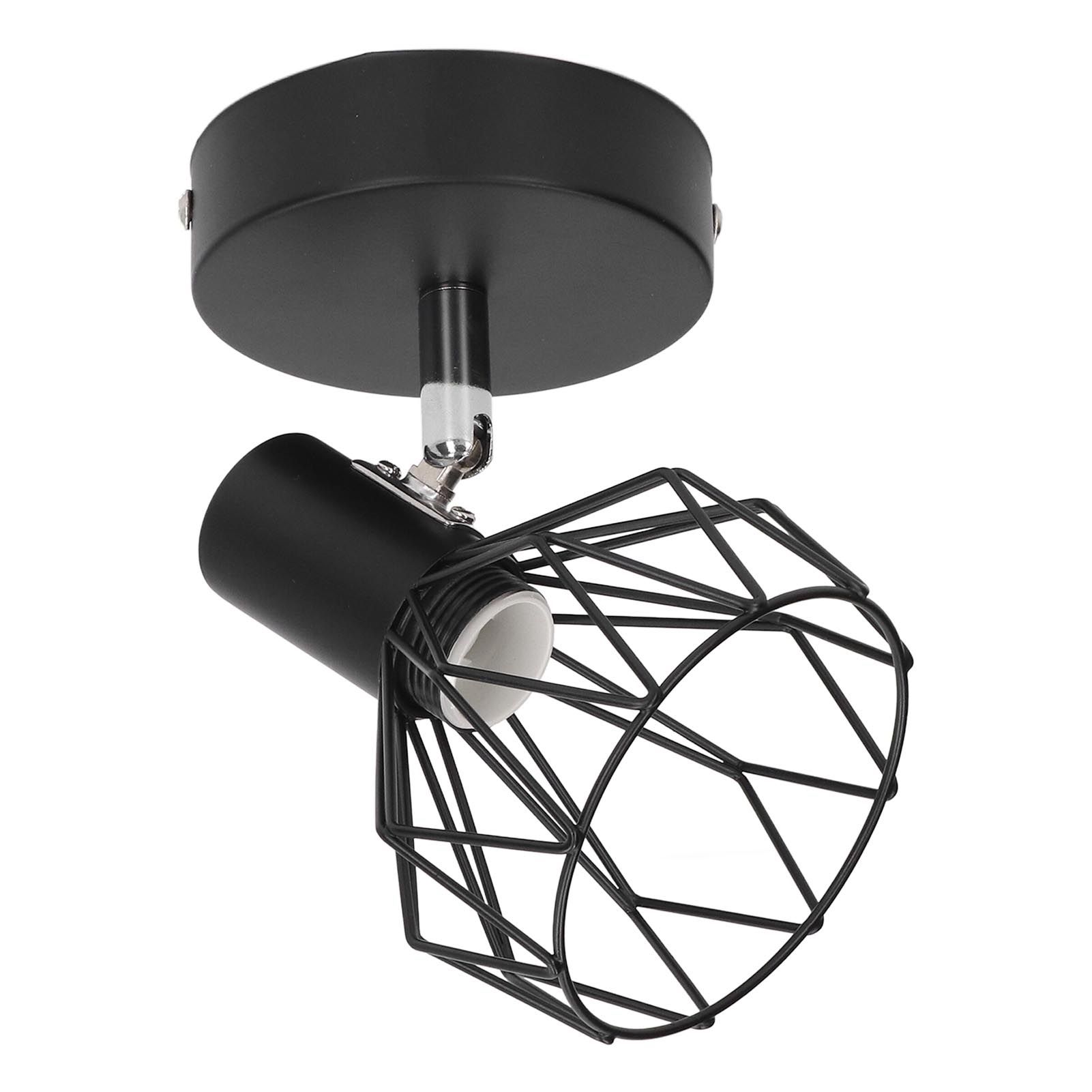 Wall Lamp Holder with Metal Cage E14 Industrial Style Metal Vintage Wall Sconce Holder Matte Black 85‑265V - Image 5