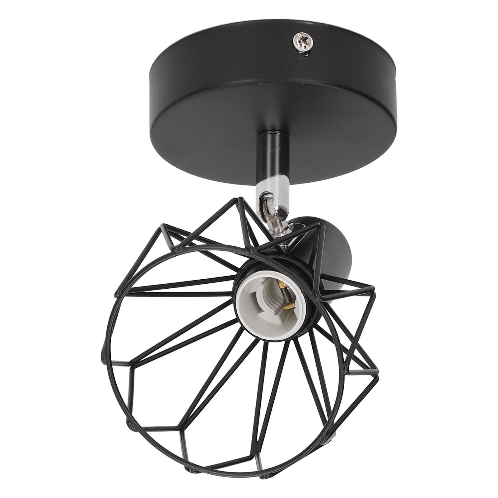 Wall Lamp Holder with Metal Cage E14 Industrial Style Metal Vintage Wall Sconce Holder Matte Black 85‑265V - Image 6