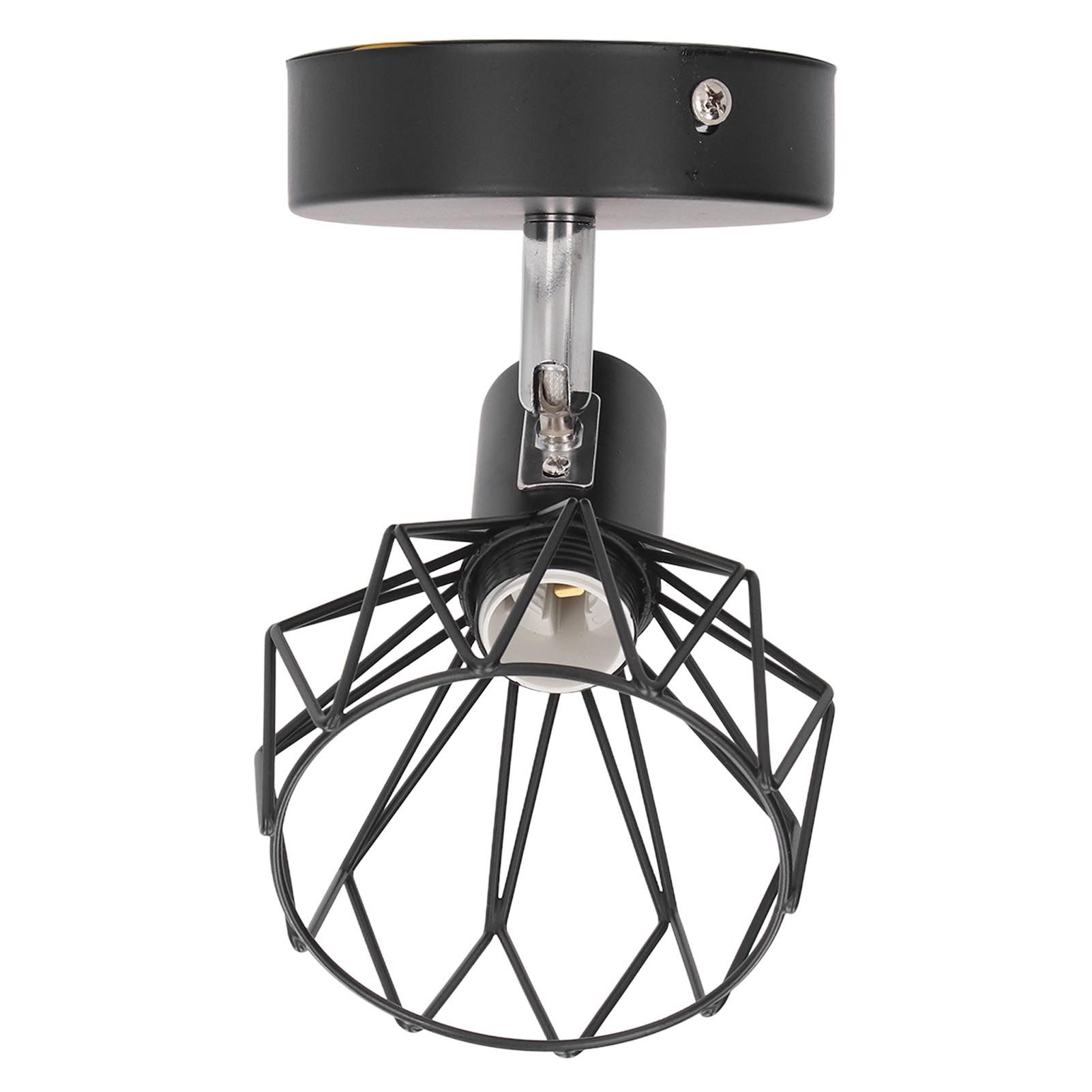 Wall Lamp Holder with Metal Cage E14 Industrial Style Metal Vintage Wall Sconce Holder Matte Black 85‑265V - Image 7