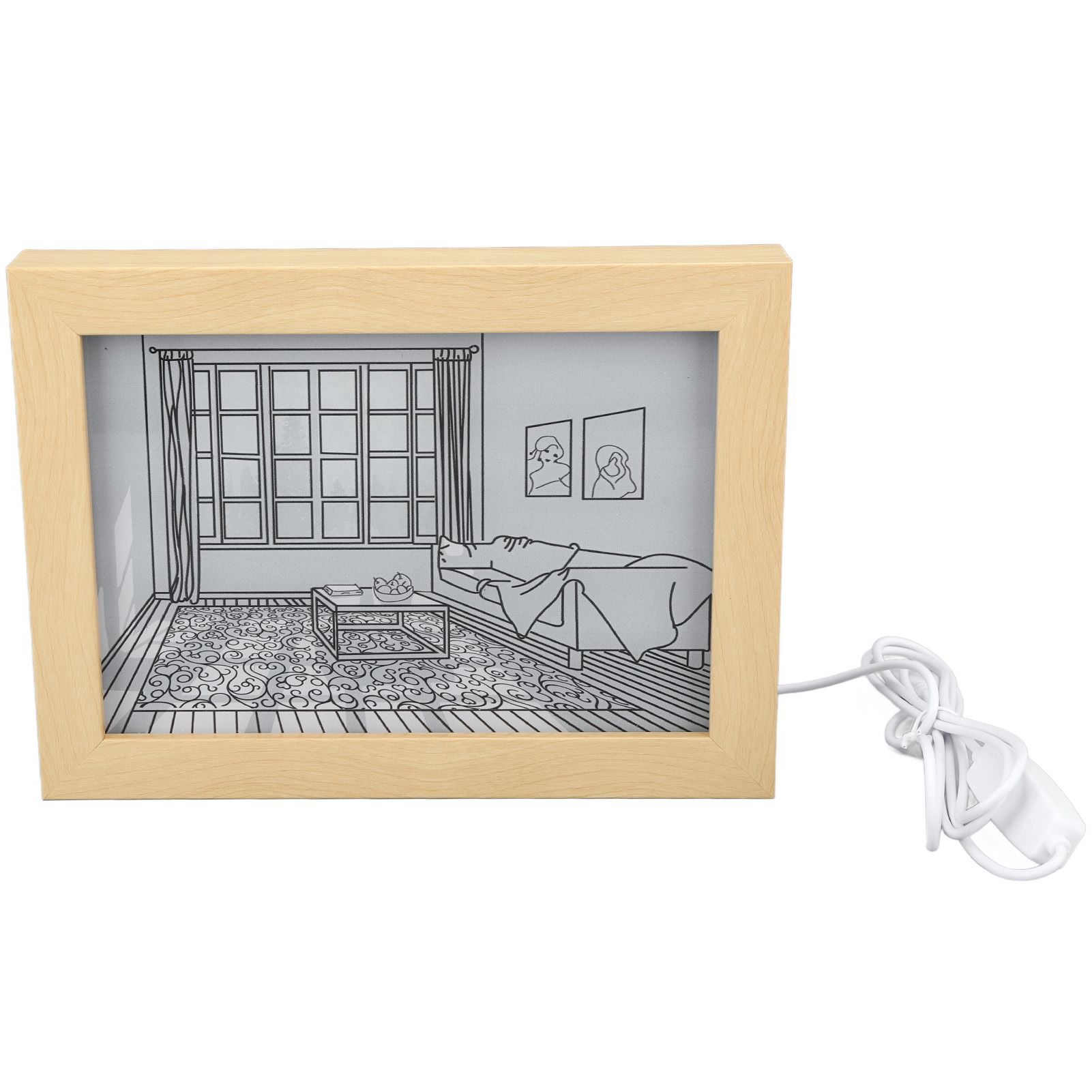 LED Light Painting USB Plug 3 Light Modes Brightness Adjustable LED Decorative Light Painting Bedside Picture L - Image 1