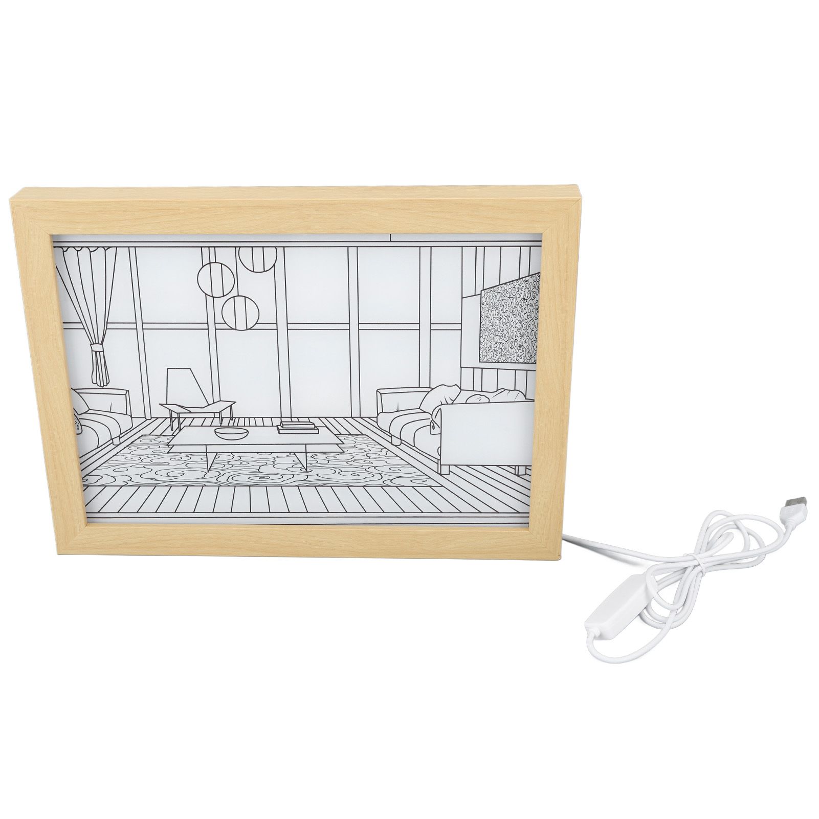 LED Decorative Light Painting USB Powered Japan Anime Style Seaside Modern Simulate Sunshine Drawing Night Light for Bedroom Living Room Office L - Image 1