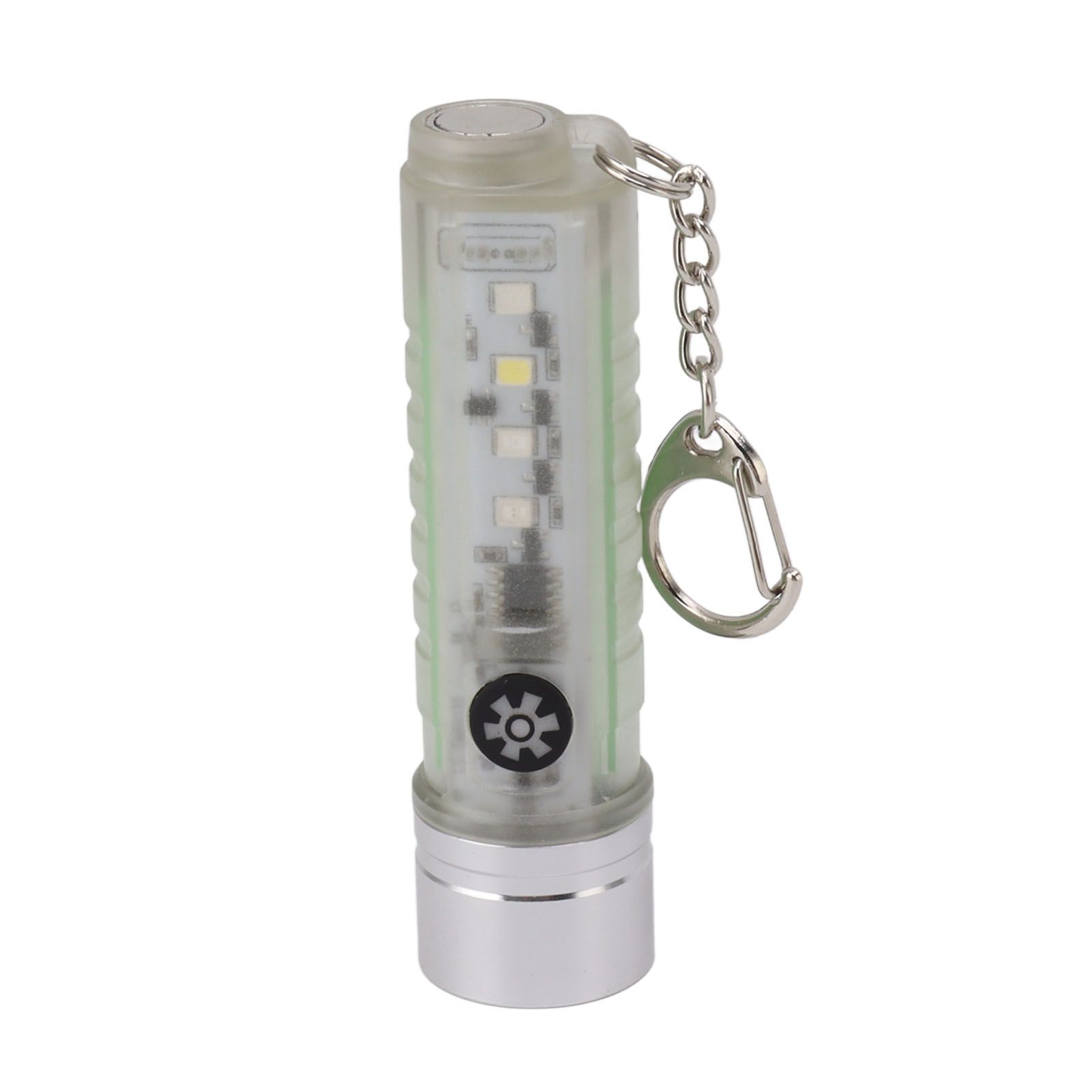 White Small Keychain Flashlight USB Type C Rechargeable IP65 Waterproof LED Mini Keyring Flashlight - Image 7
