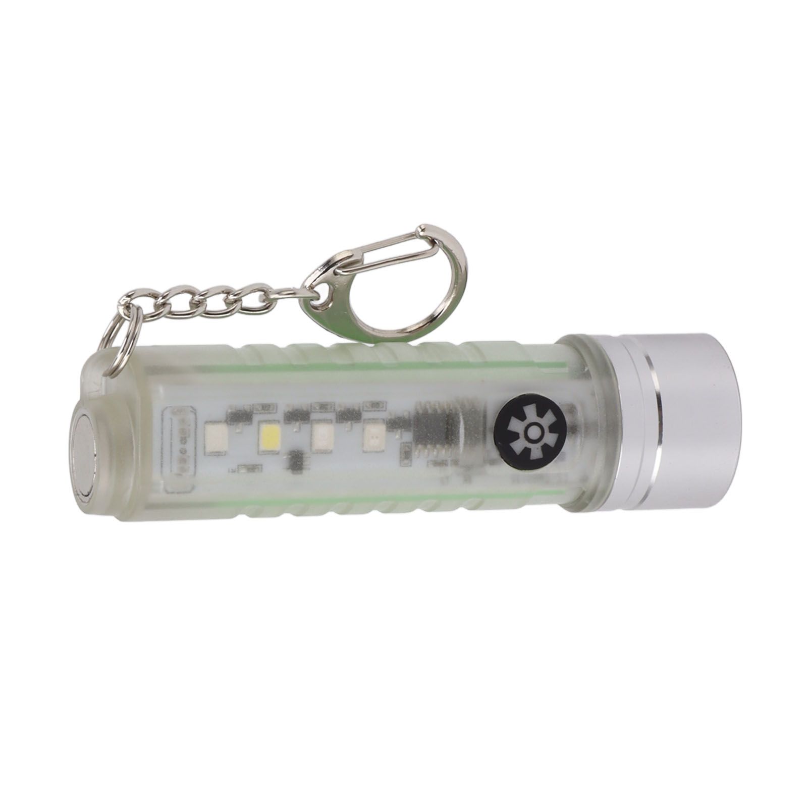 White Small Keychain Flashlight USB Type C Rechargeable IP65 Waterproof LED Mini Keyring Flashlight - Image 8