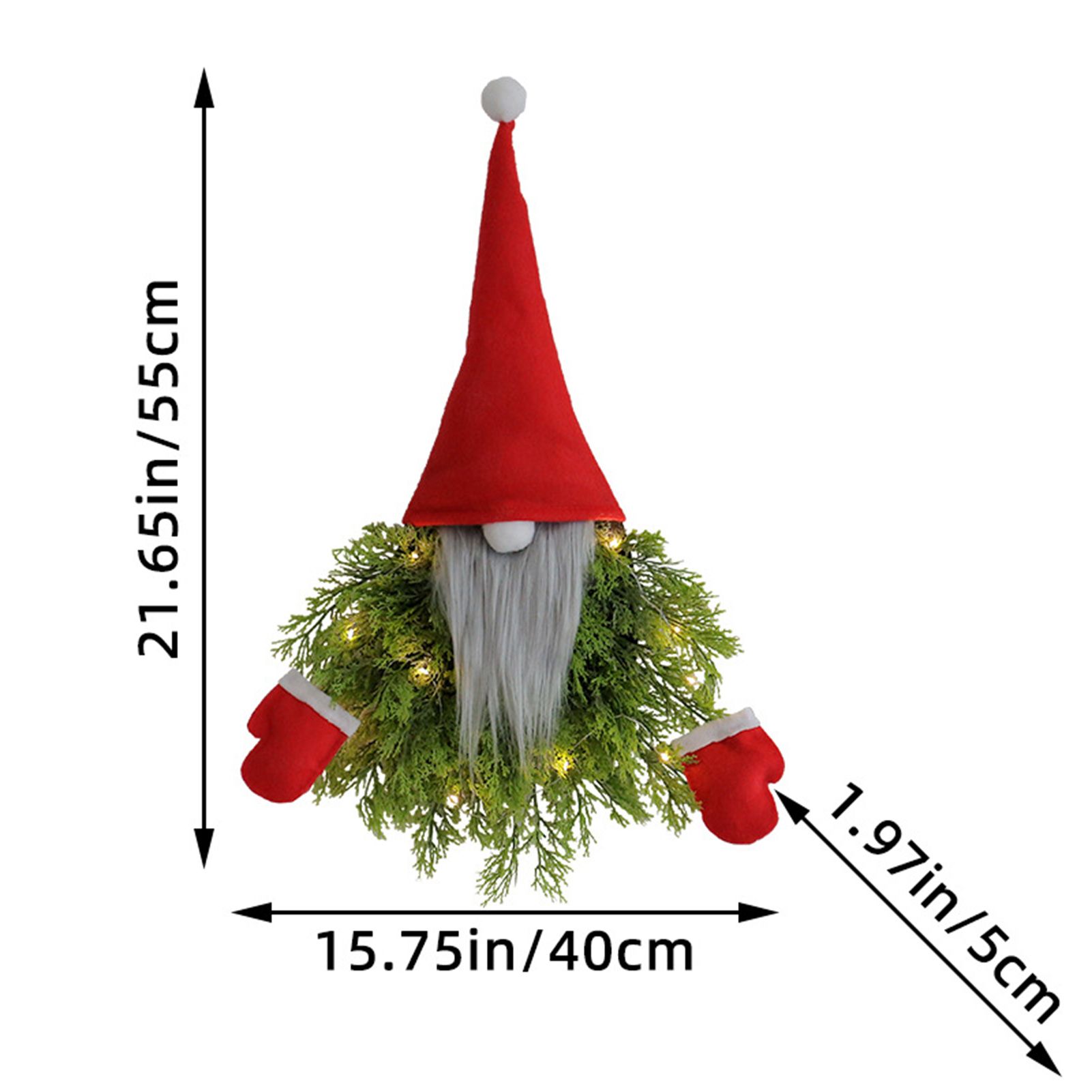 Luminous Faceless Santa Claus Christmas Wreath Door Hanging Restaurant Bar Wall Hanging Christmas Decoration - Image 5