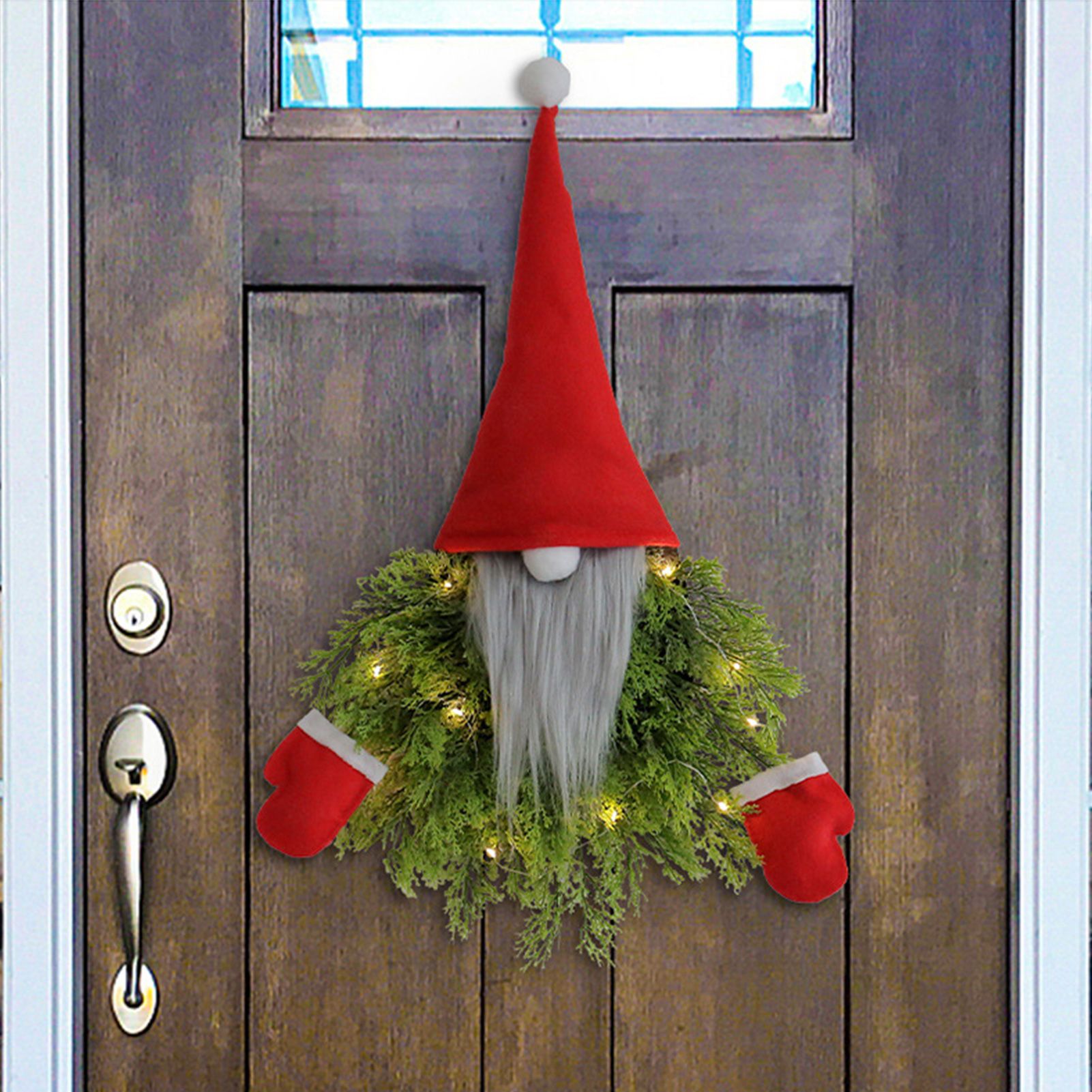 Luminous Faceless Santa Claus Christmas Wreath Door Hanging Restaurant Bar Wall Hanging Christmas Decoration - Image 7