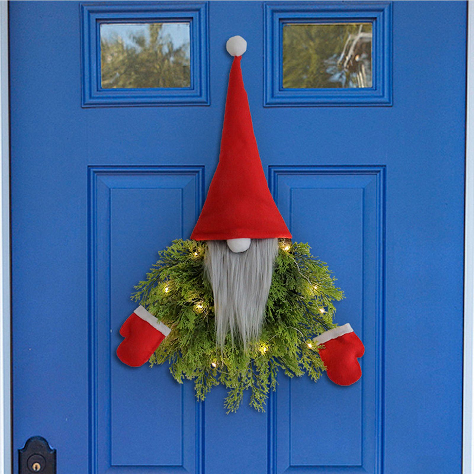Luminous Faceless Santa Claus Christmas Wreath Door Hanging Restaurant Bar Wall Hanging Christmas Decoration - Image 8