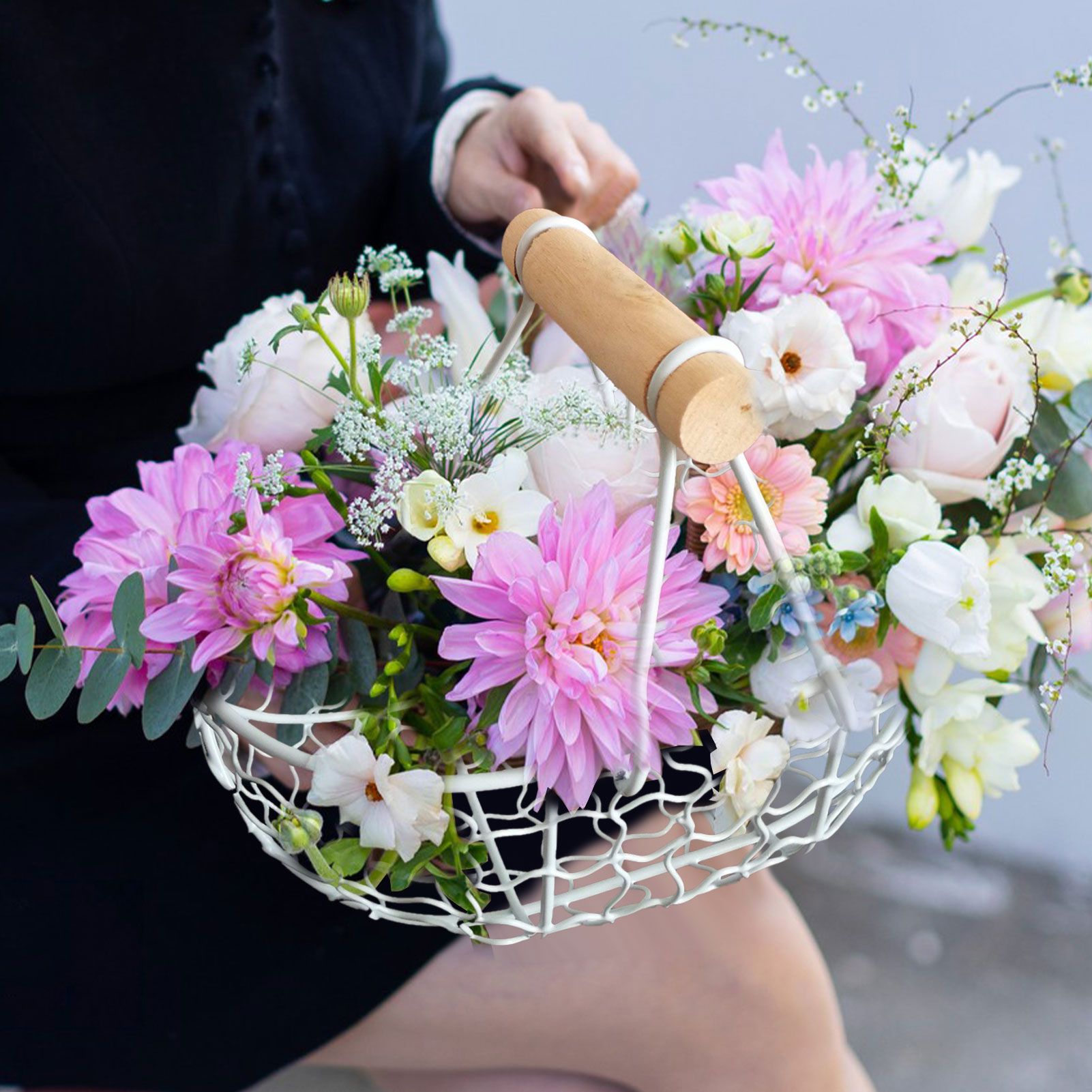 2pcs Flower Girl Basket Wedding Flower Baskets Metal Baskets Home Decor - Image 3
