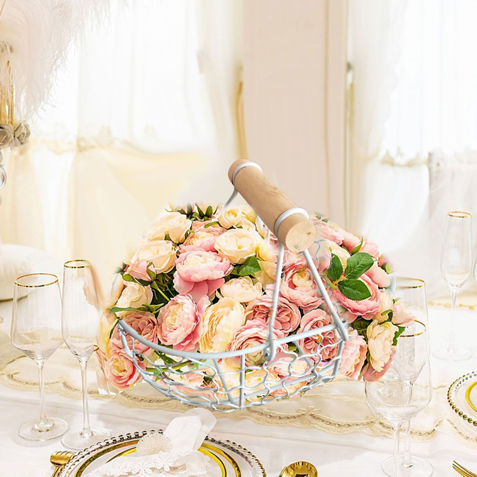 2pcs Flower Girl Basket Wedding Flower Baskets Metal Baskets Home Decor - Image 5