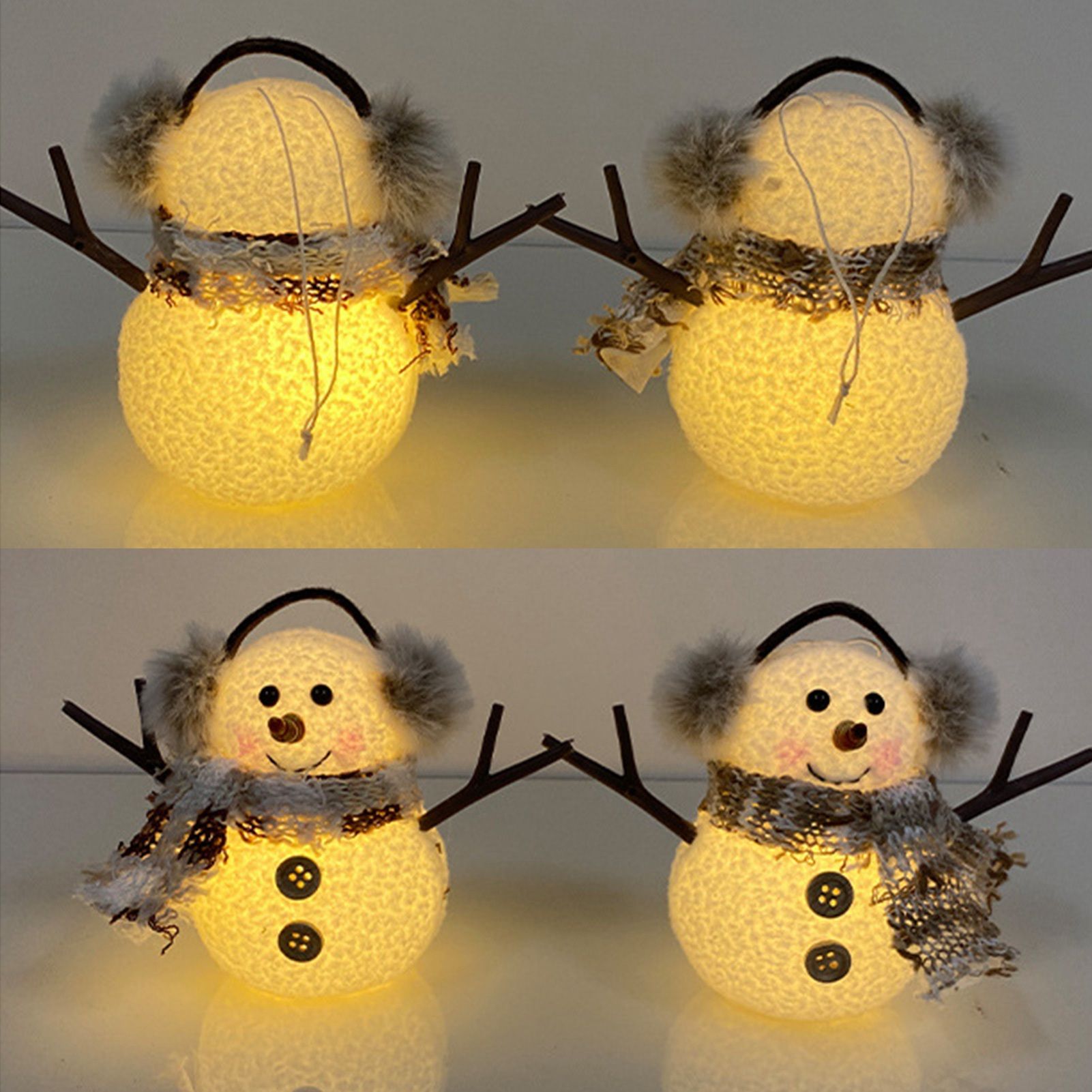2pcs Enchanting Illuminated Mini Snowman Ornament for Christmas Home Decor - Image 2