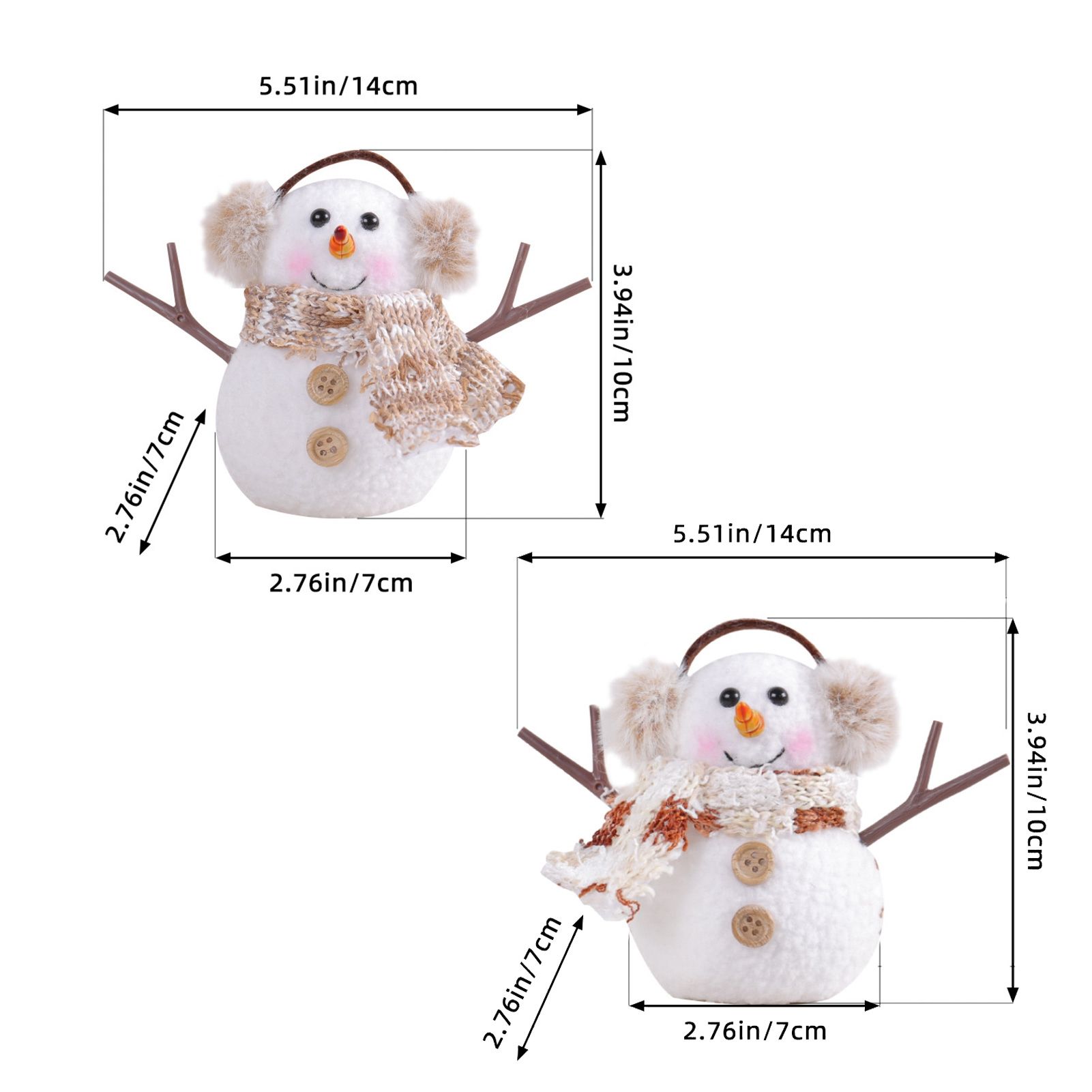 2pcs Enchanting Illuminated Mini Snowman Ornament for Christmas Home Decor - Image 5