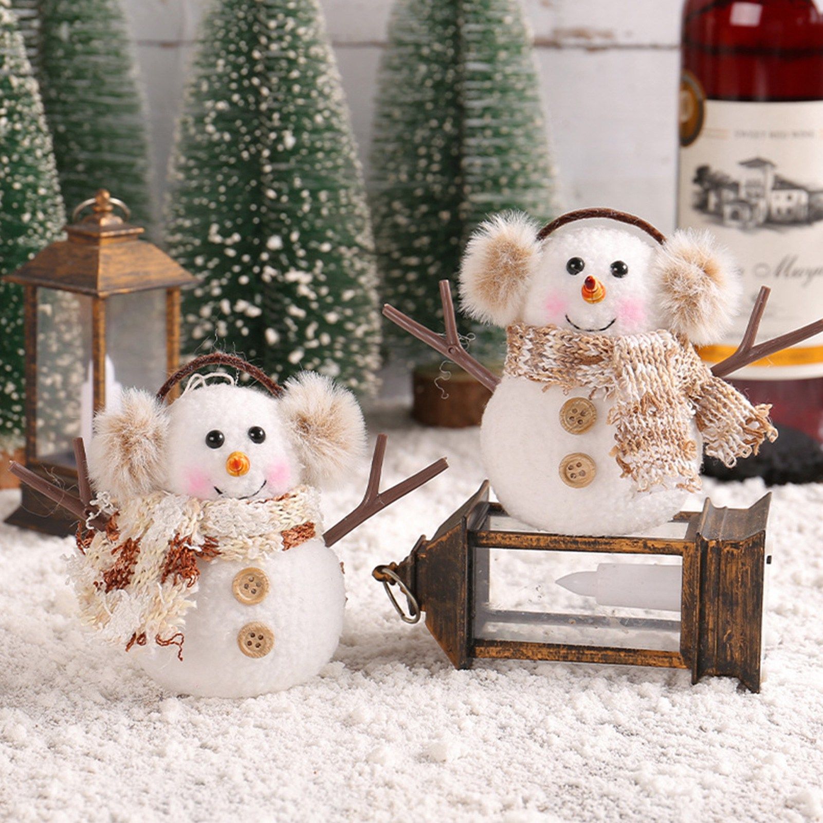 2pcs Enchanting Illuminated Mini Snowman Ornament for Christmas Home Decor - Image 6