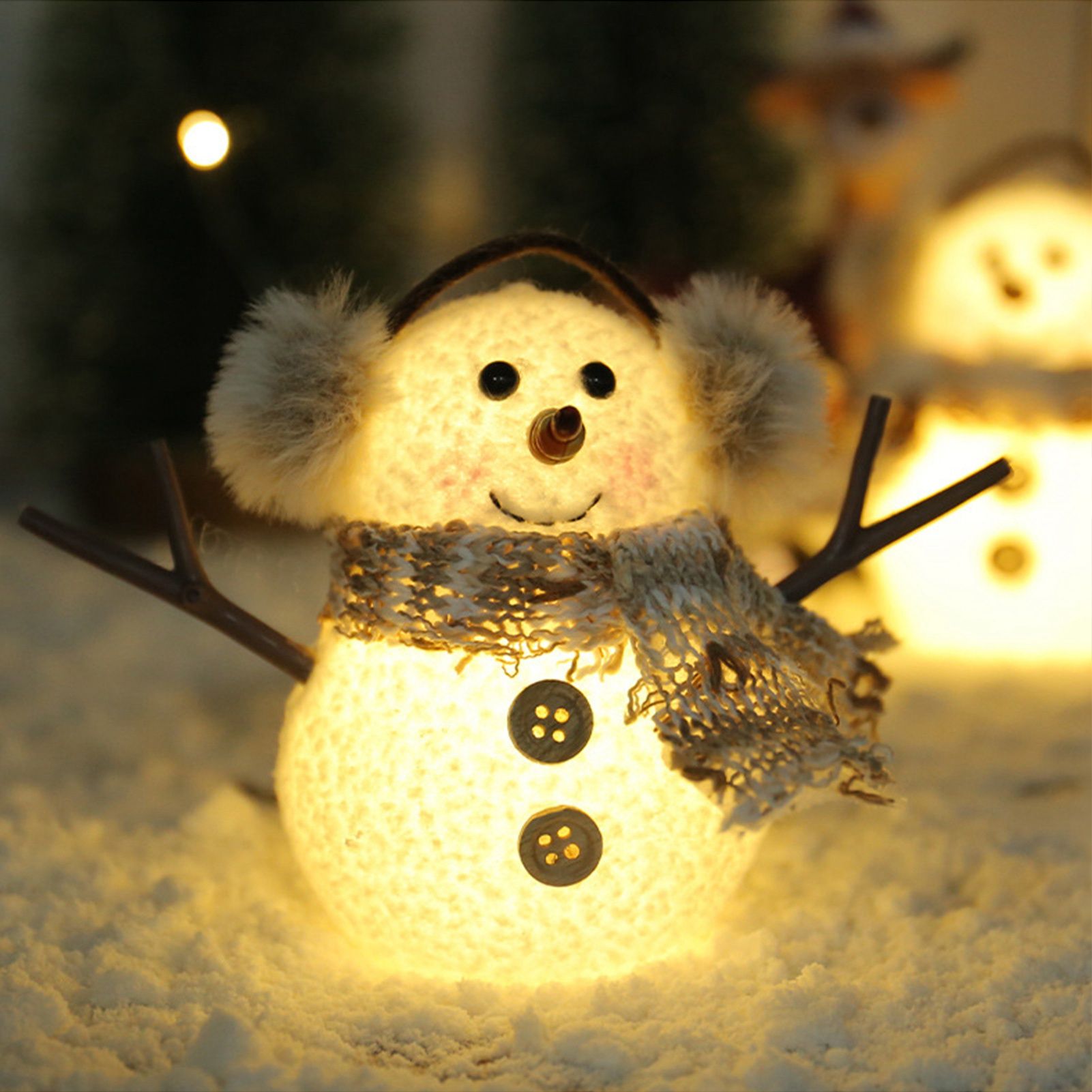 2pcs Enchanting Illuminated Mini Snowman Ornament for Christmas Home Decor - Image 7