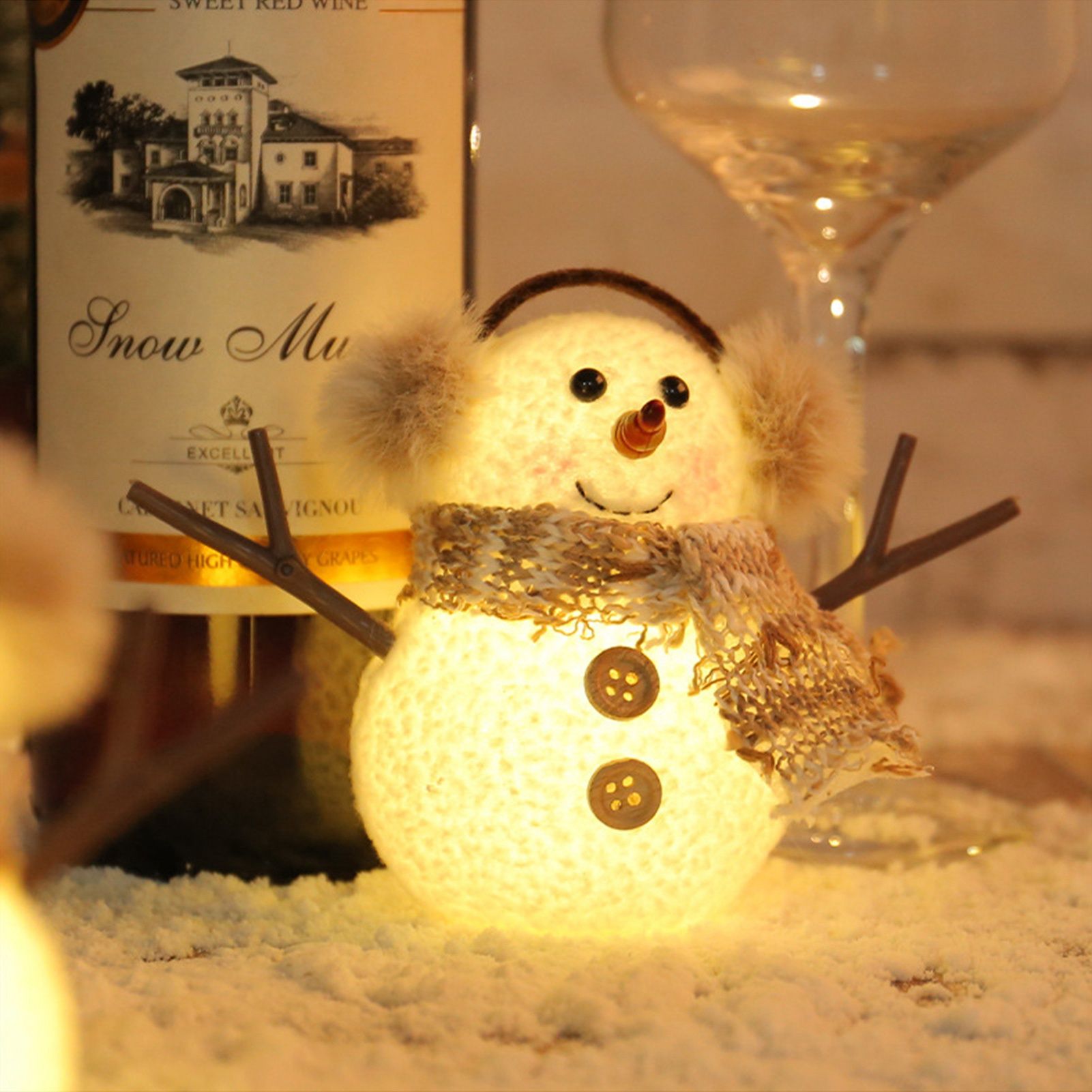 2pcs Enchanting Illuminated Mini Snowman Ornament for Christmas Home Decor - Image 8