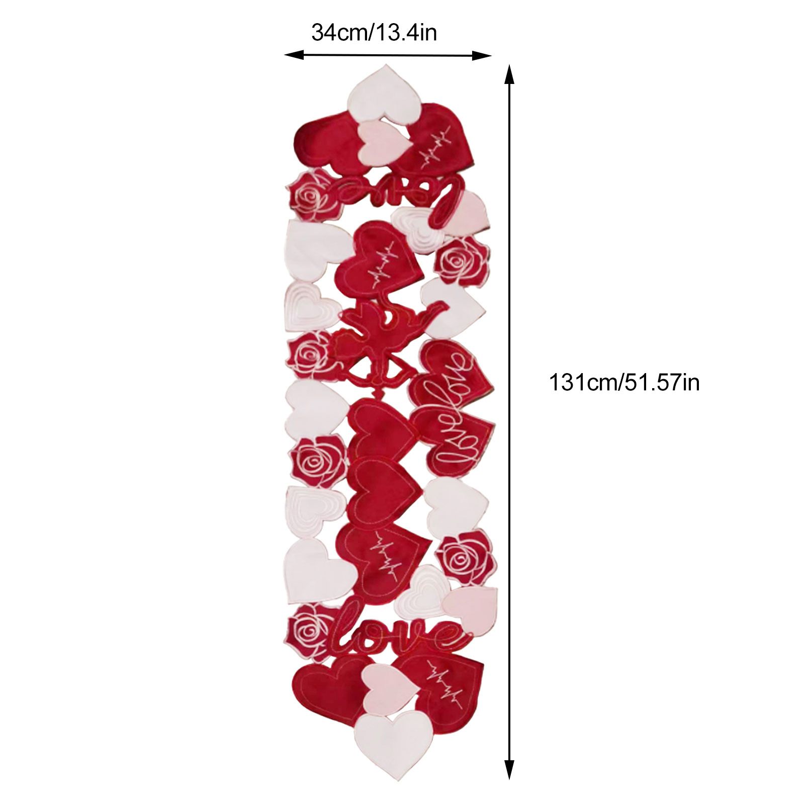 Valentine's Day Love Heart Proposal Embroidery Table Runner Placemats, European Style Love Heart Tea Table Dining Decoration Mats - Image 3