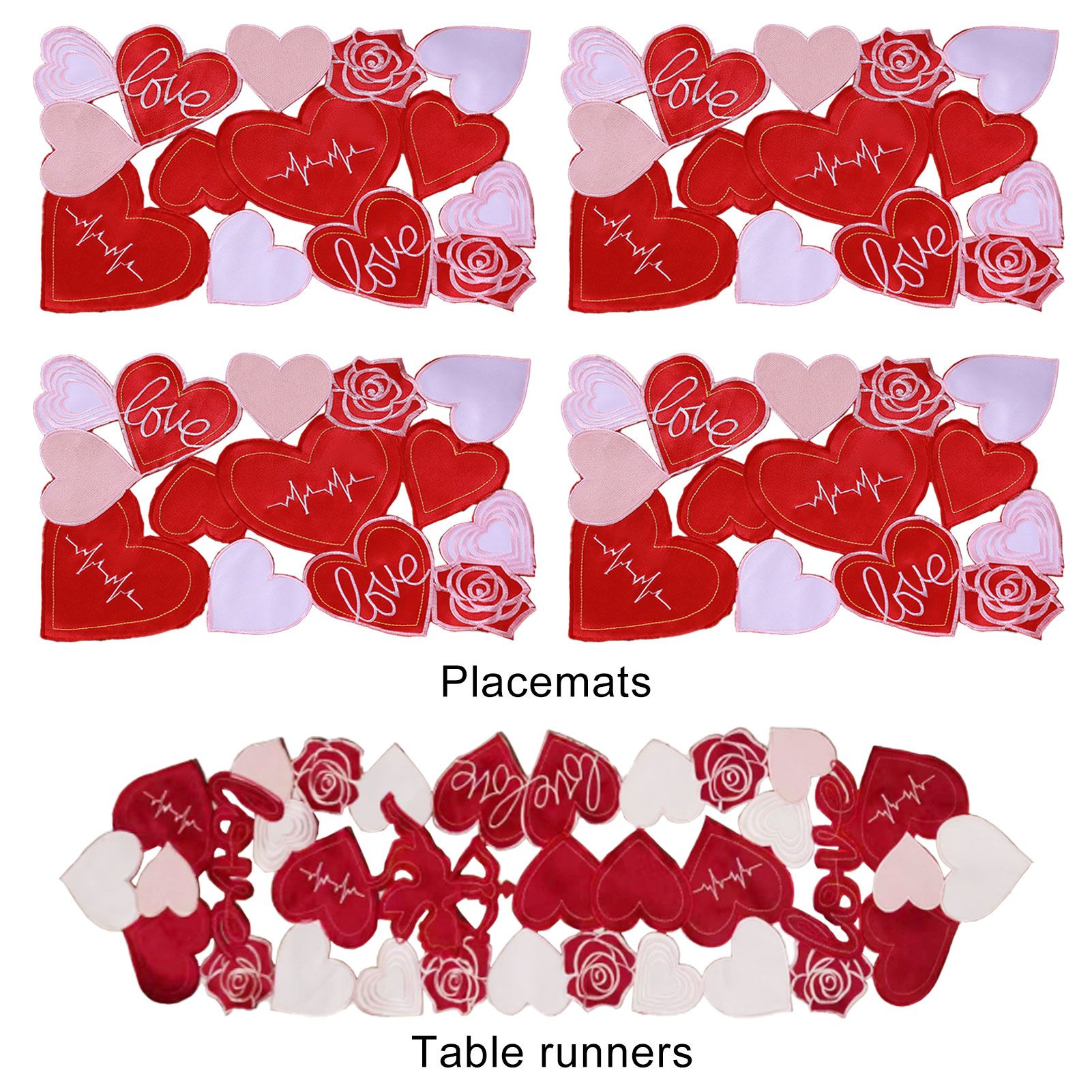 Valentine's Day Love Heart Proposal Embroidery Table Runner Placemats, European Style Love Heart Tea Table Dining Decoration Mats - Image 8