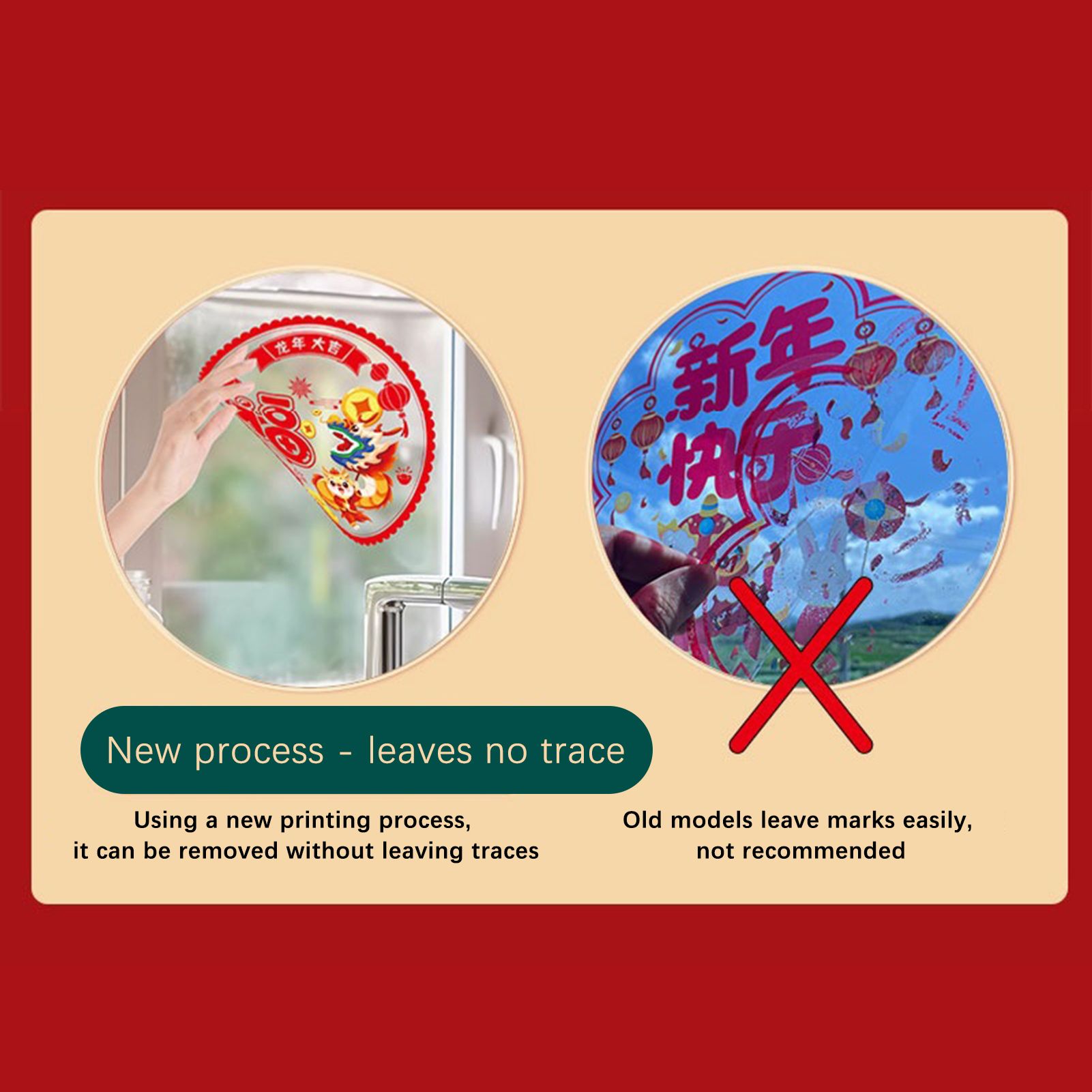 Double Sided Colorful Dragon Year Window Decorations Chinese New Year Spring Festival Zodiac Static Cling Decals Featuring Blessing Characters and Couplets Set - Image 3