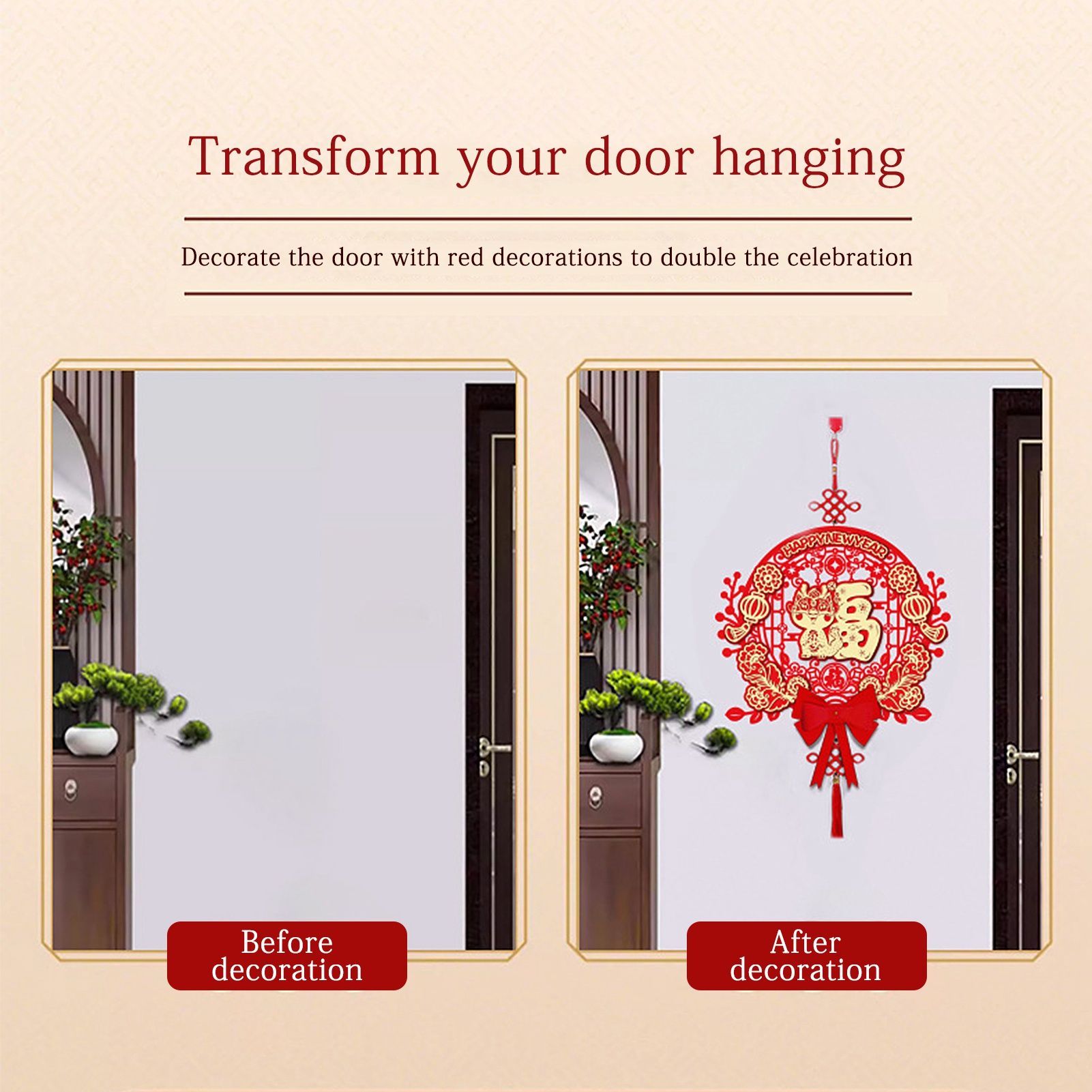 Door Decals for Dragon Year Festive 3D Hanging Decorations for Entrance Door and Window Flower Decor - Image 4