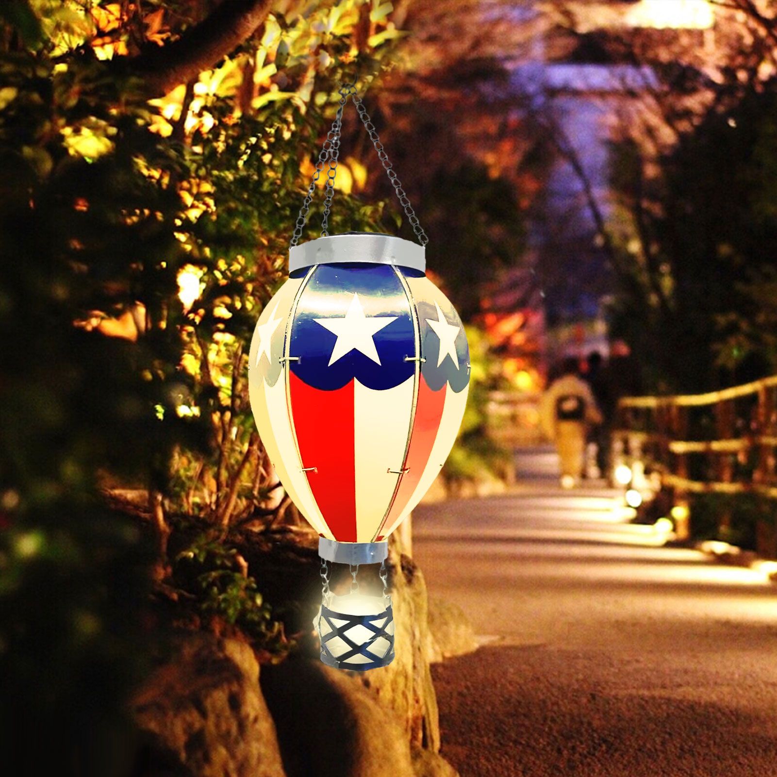 LED Solar Hot Air Balloon Lamp Garden Hanging Night Light for Outdoor Home Party Decor - Image 5