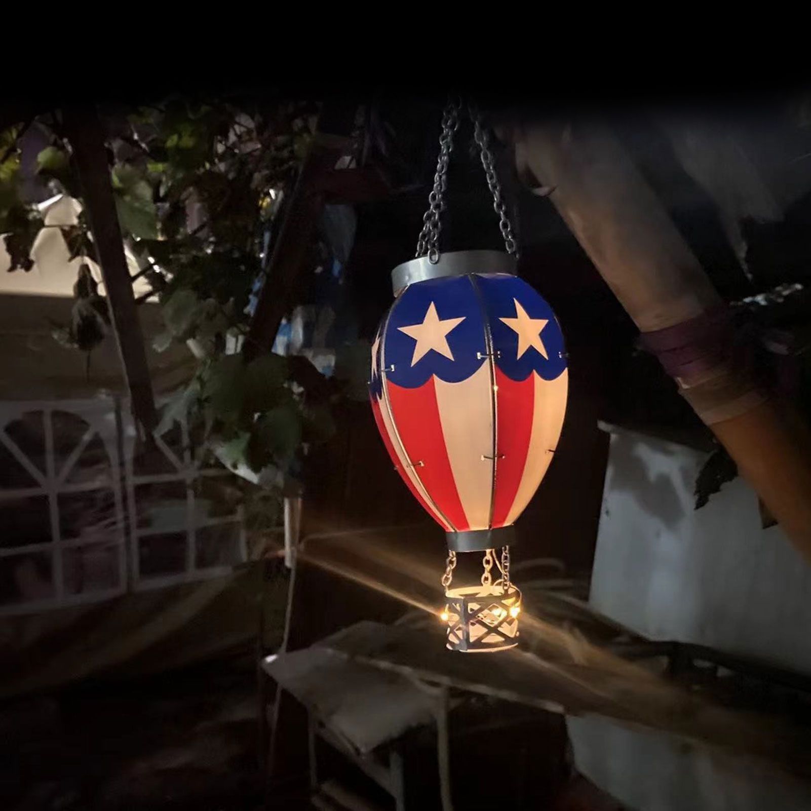 LED Solar Hot Air Balloon Lamp Garden Hanging Night Light for Outdoor Home Party Decor - Image 6