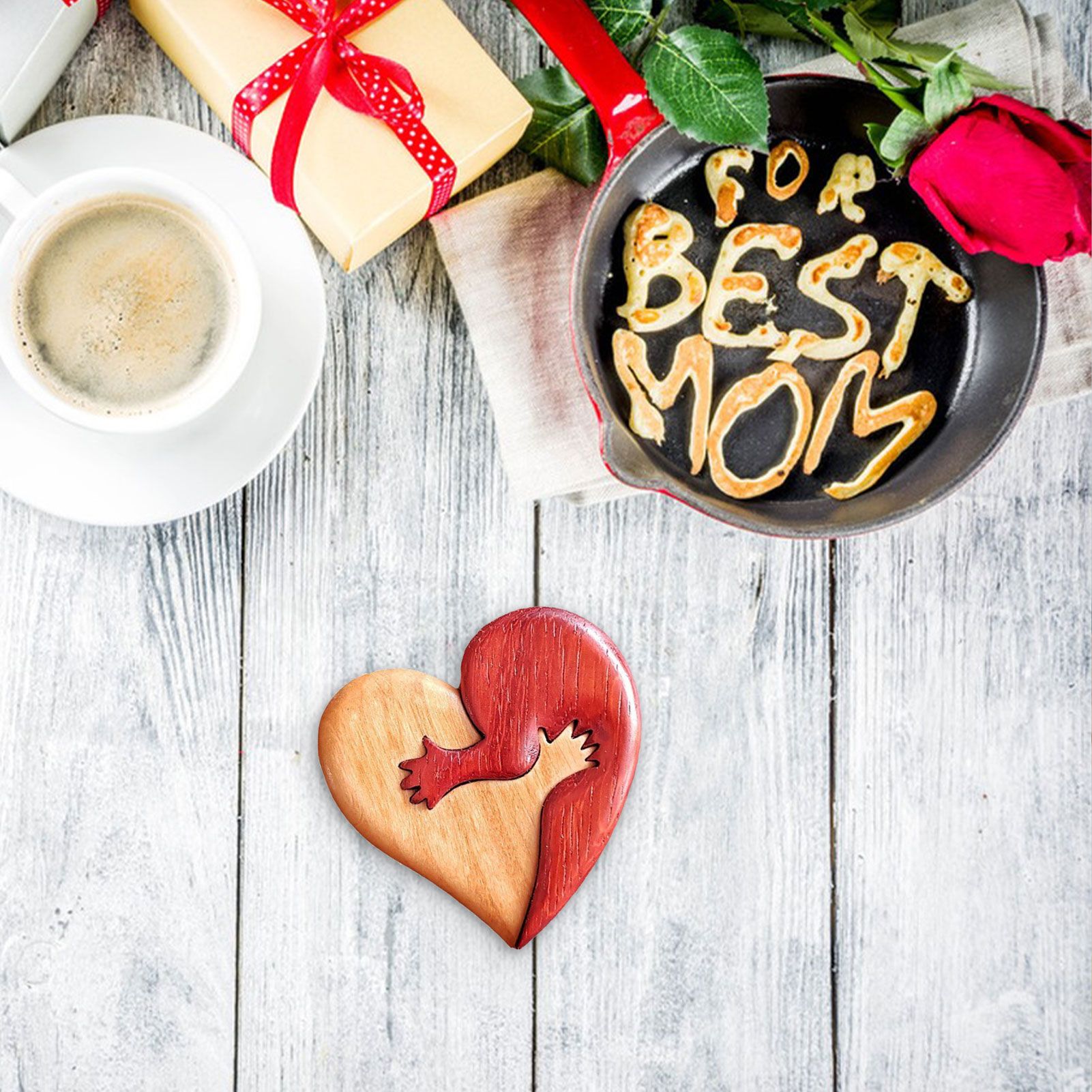 Wooden Heart Decorative Ornament Heart Shaped Craft Pendant Gift For Mother's Day Valentine's Day - Image 3