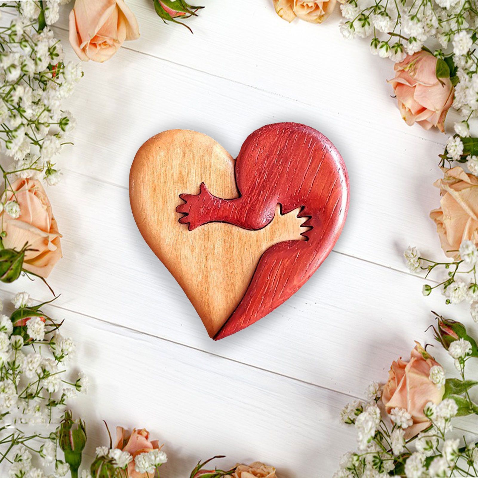Wooden Heart Decorative Ornament Heart Shaped Craft Pendant Gift For Mother's Day Valentine's Day - Image 7