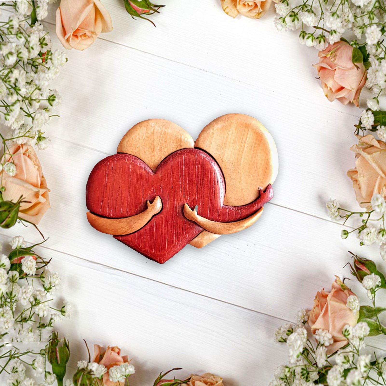 Wooden Heart Decorative Ornament Heart Shaped Craft Pendant Gift For Mother's Day Valentine's Day - Image 8