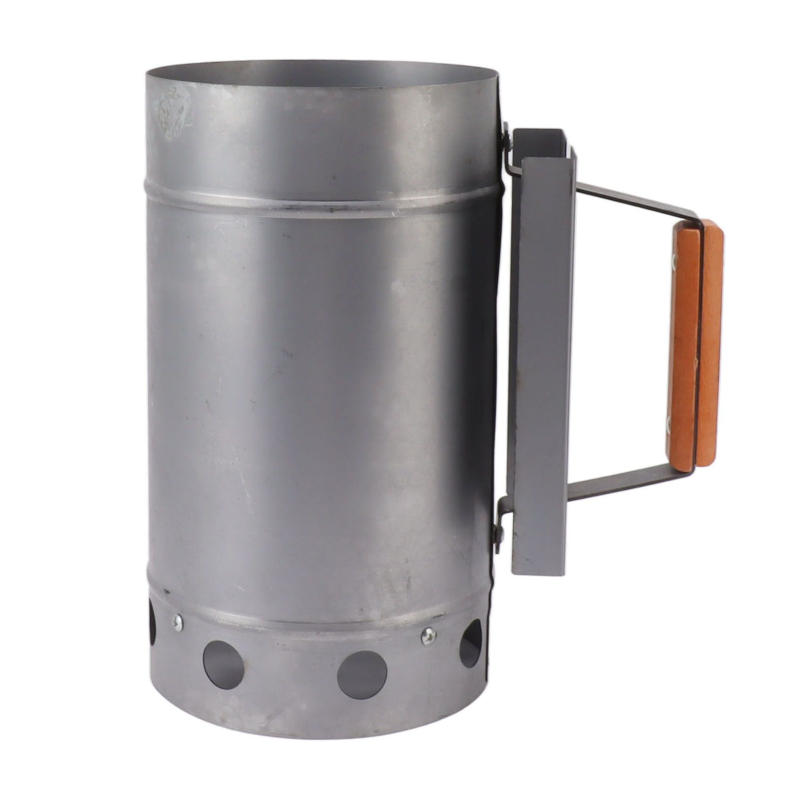 Grill Chimney Starter Wood Handle Compact Barbecue Chimney Starter for Outdoor Cooking Camping - Image 1