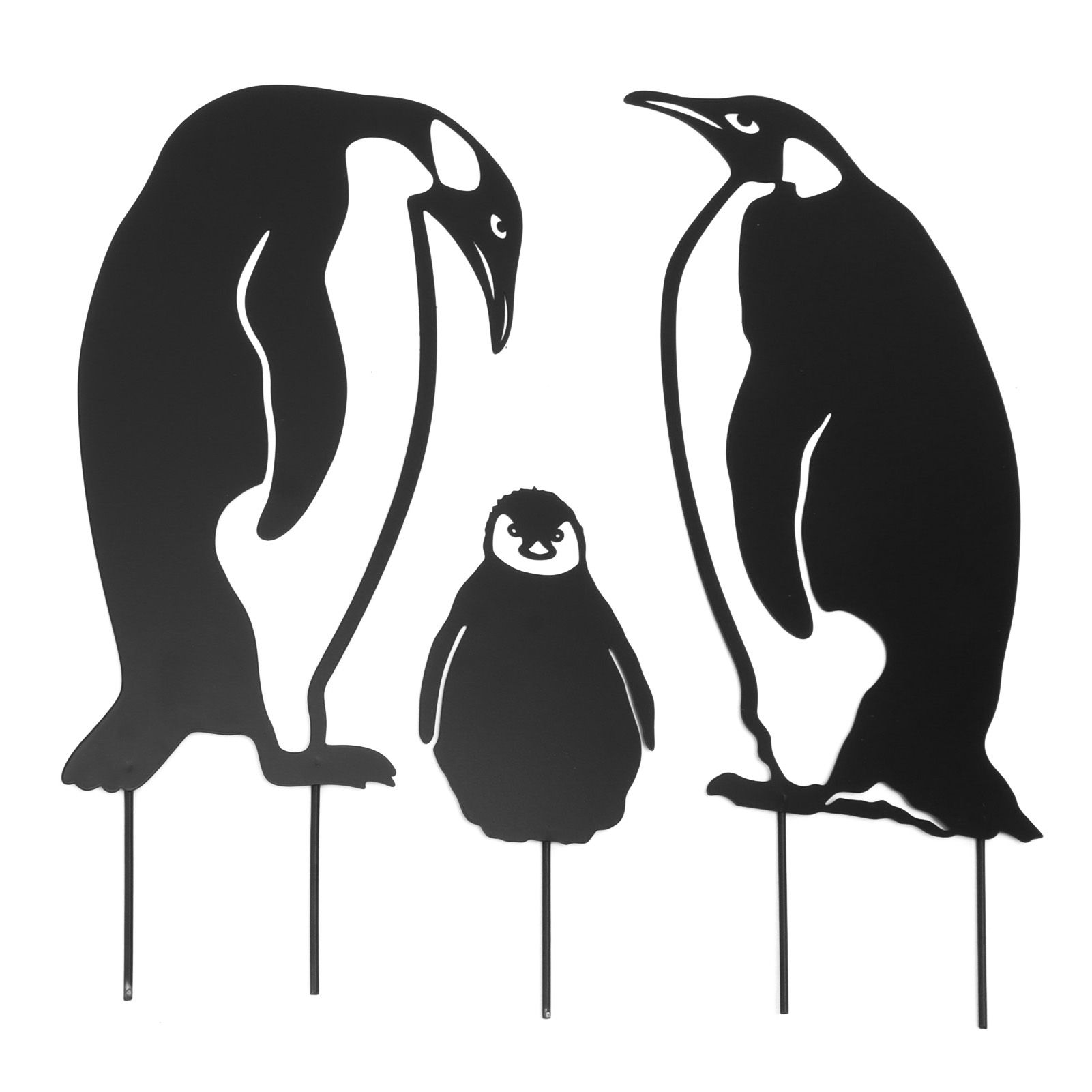 Penguin Family Stake Statue Simulation Vivid Hollow Iron Animal Stake Decoration for Garden Lawn Yard - Image 3