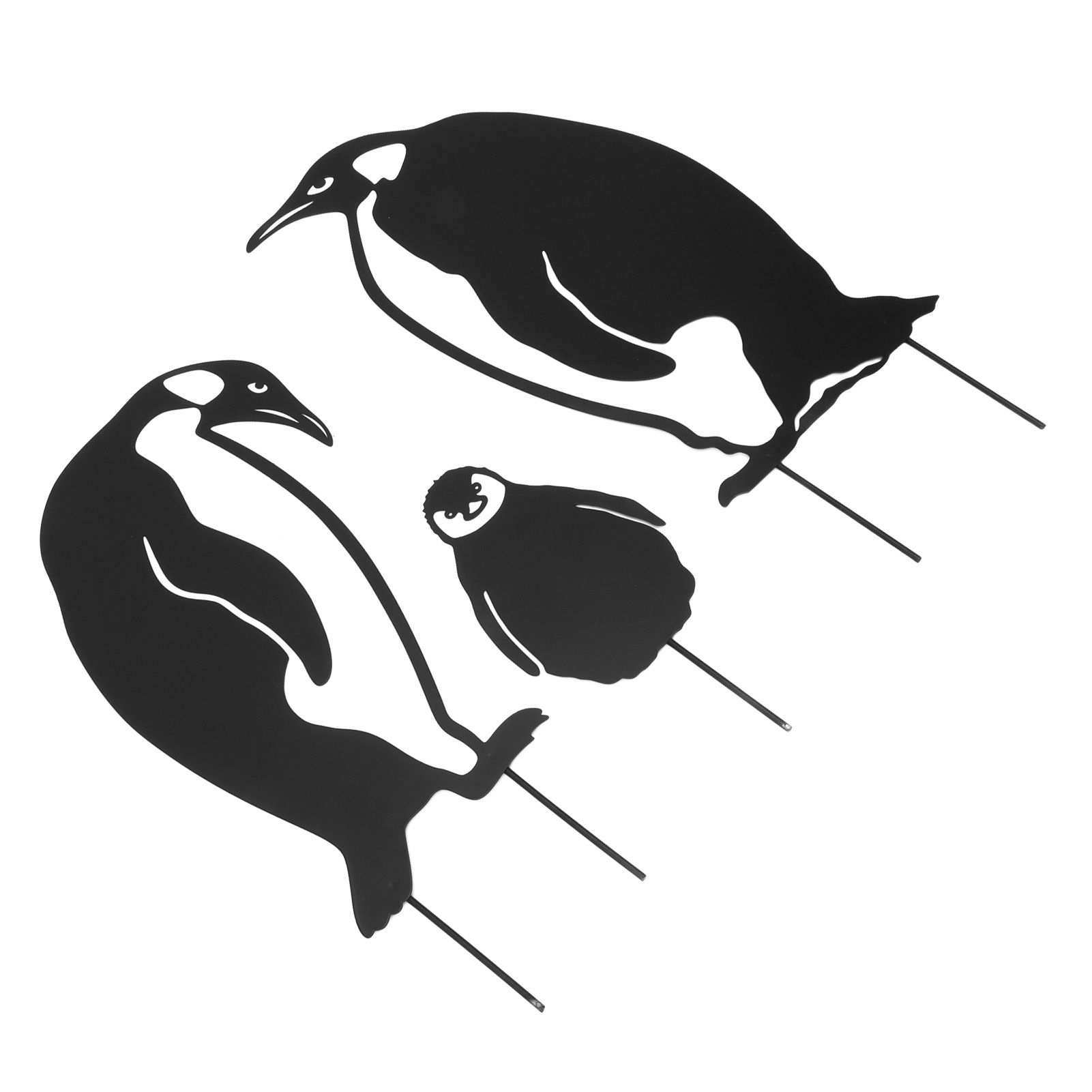 Penguin Family Stake Statue Simulation Vivid Hollow Iron Animal Stake Decoration for Garden Lawn Yard - Image 5